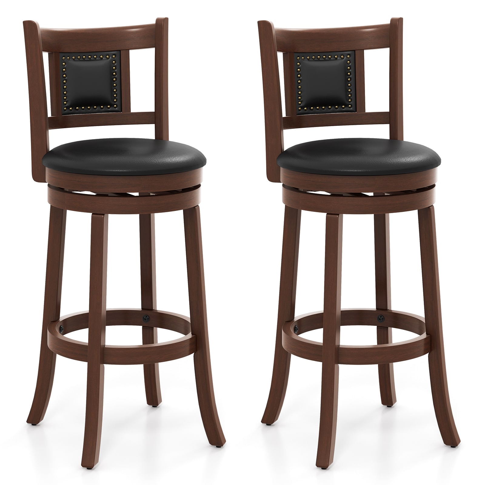  ID11227BN29 Espresso Black 30.5-in H Bar height Upholstered Swivel Wood Bar Stool