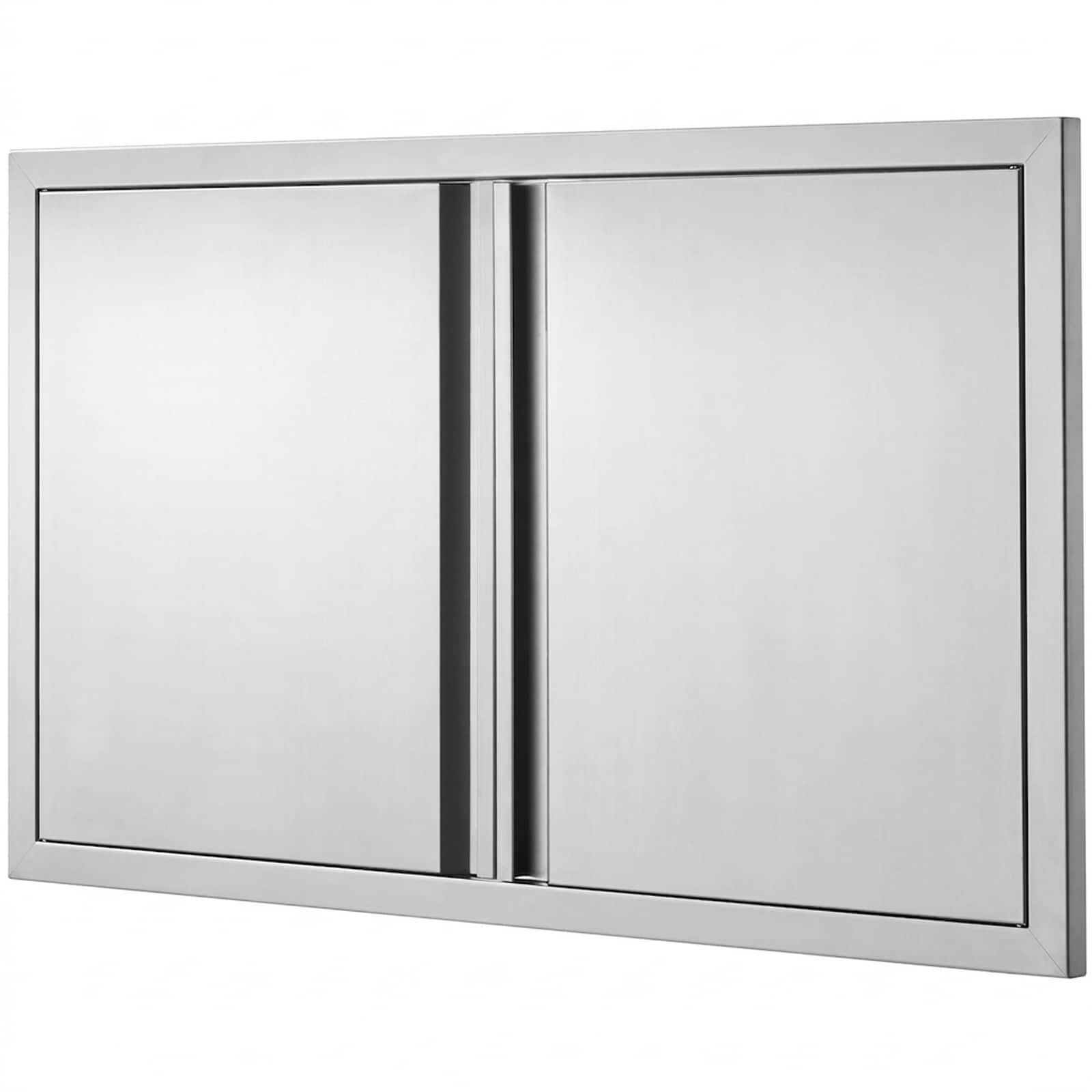 GIVIMO 36-in W x 21-in H Double Stainless Steel Outdoor Kitchen Doors with Recessed Handles Flush Mount BBQ Island Access Doors for Grill Station Cabinet