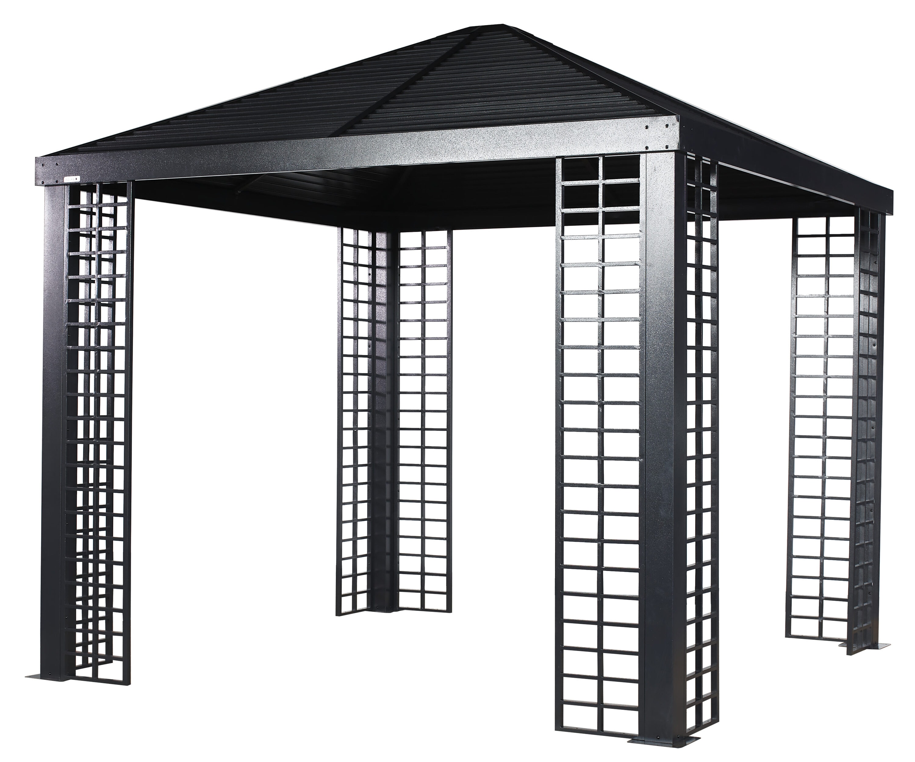 Sojag 500-9169454 10-ft x 10-ft BLACK Square Semi-permanent Hardtop Steel Roof