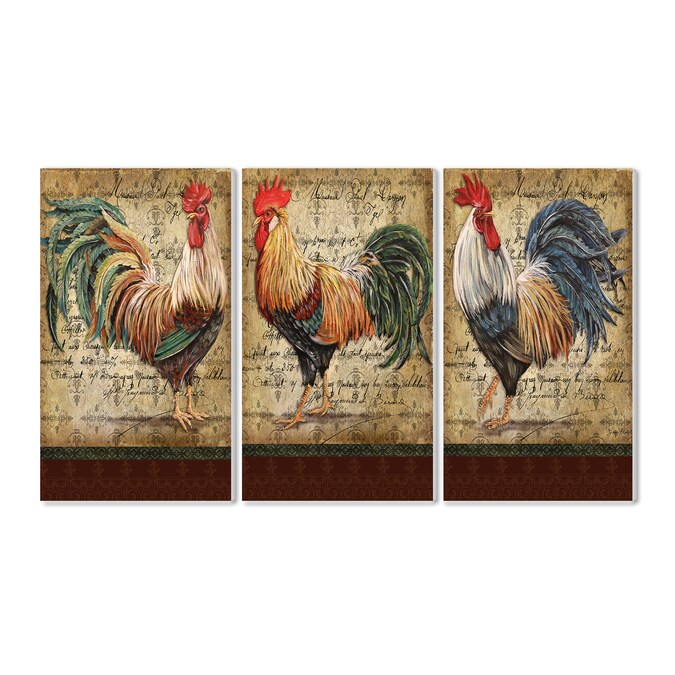 11 x 0.5 x 17 Proudly Made in USA The Stupell Home Decor Collection twp-133 Stupell Home Décor Le Coq 3-Piece Triptych Wall Plaque Set 