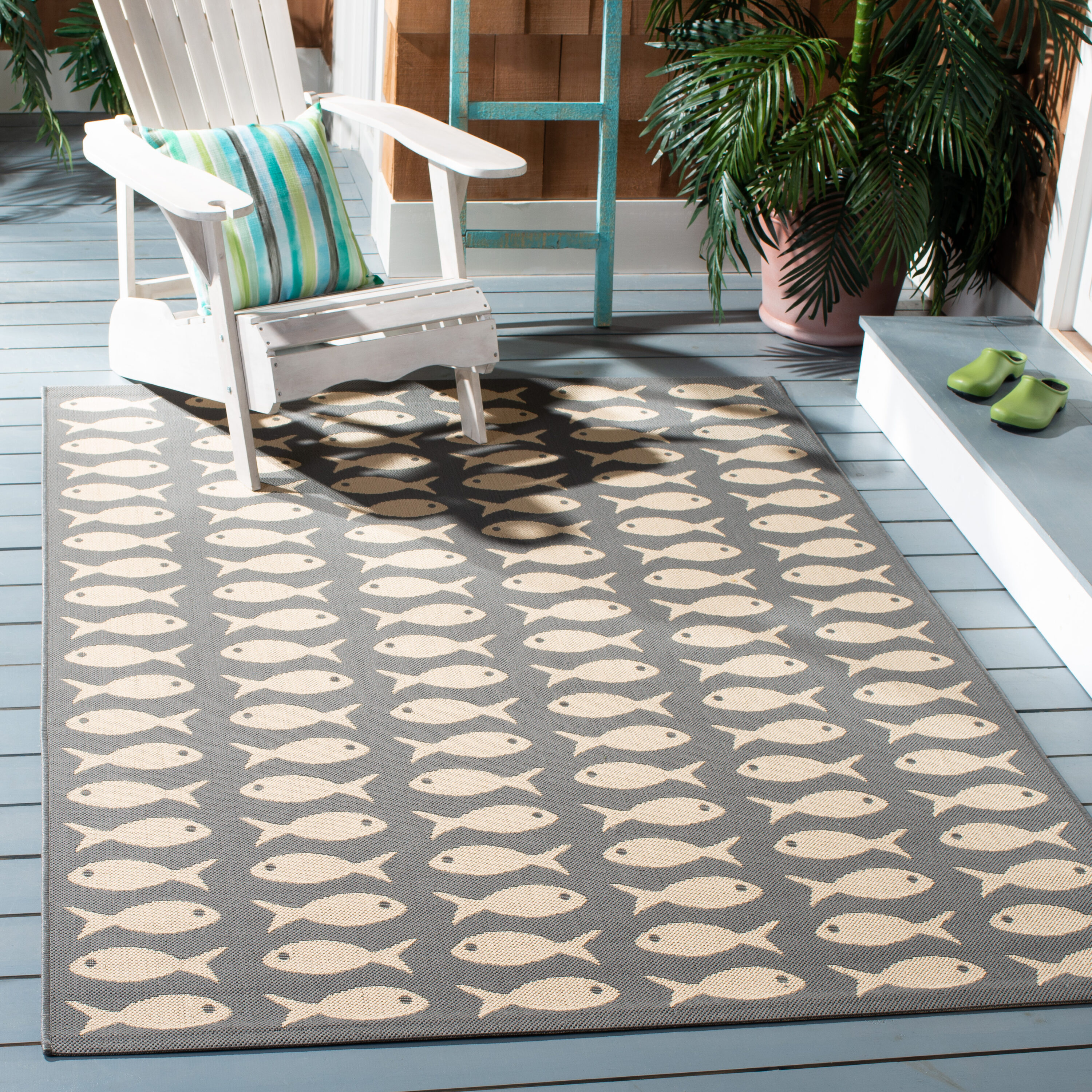 Safavieh CY6013-236-3 Courtyard 3 x 5 (ft) Loomed Synthetic Gray/Beige Rectangular Indoor/Outdoor Geometric Area rug