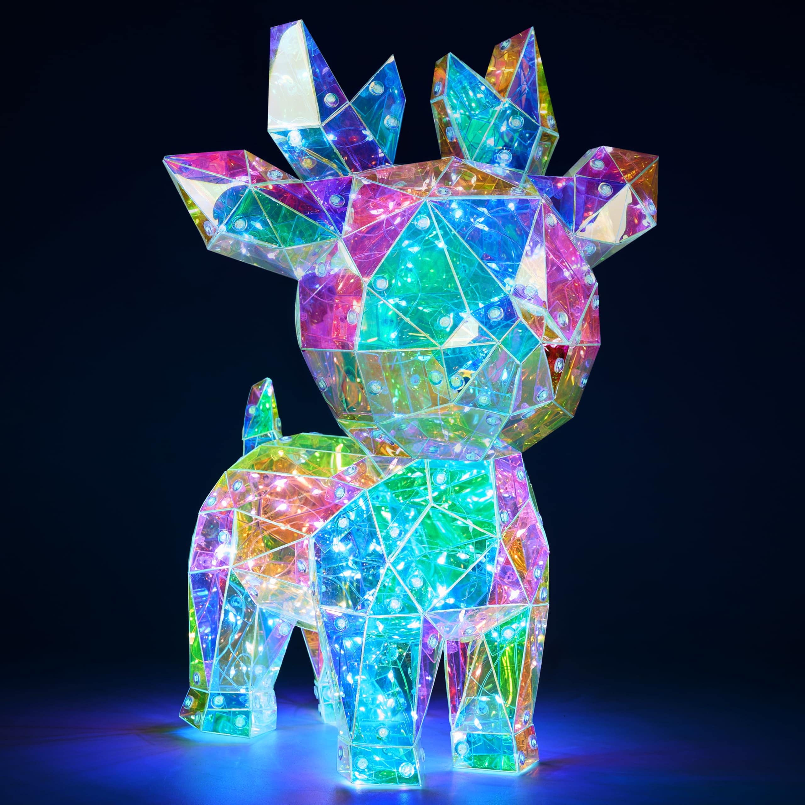 Joyfy 15 inch USB Powered Lighted Prismatic Iridescent Christmas Reindeer
