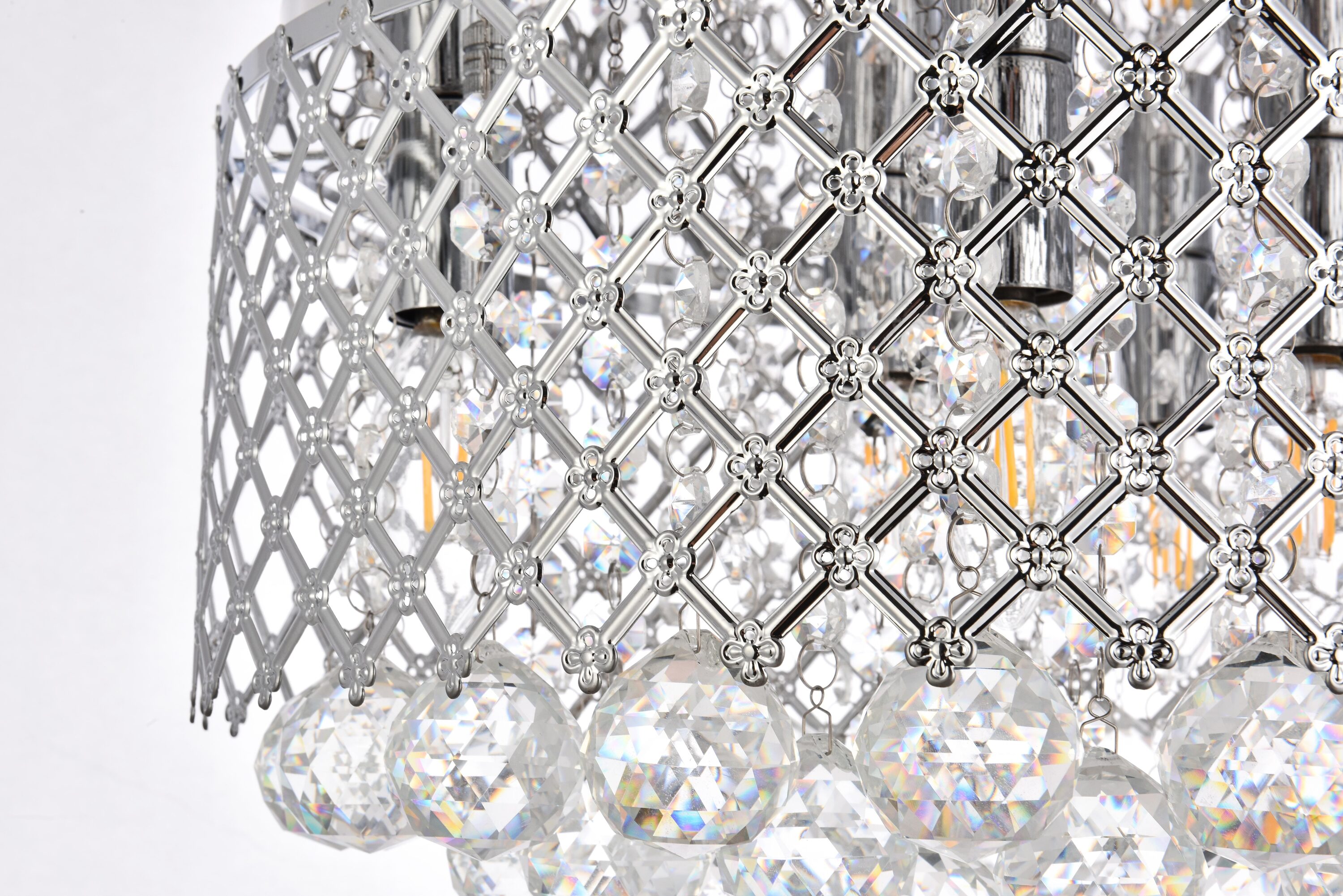 Elegant Chrome and Crystal Round Pendant Light