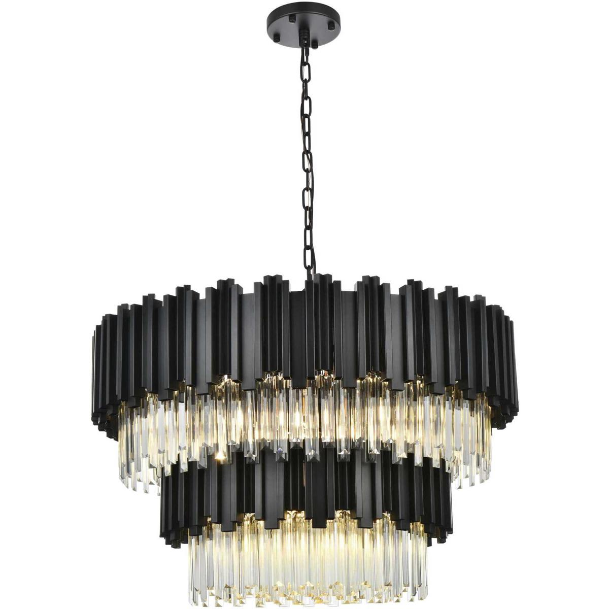 Elegant Lighting 2845014 3400G32BK Willow Chandelier Black