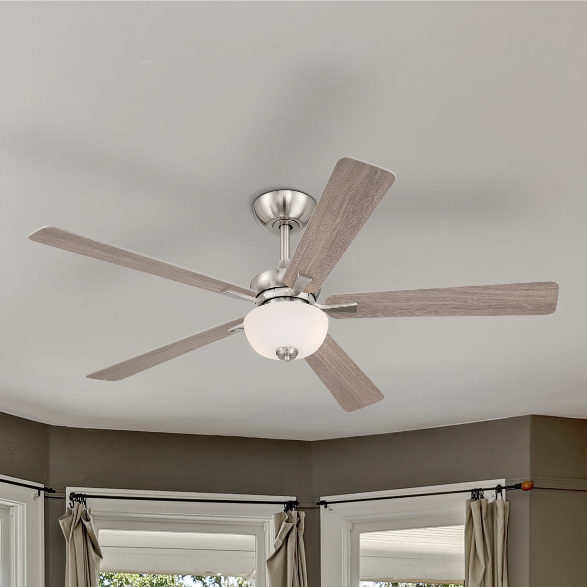 Designers Fountain FR-DIN52B30-BN Dines 52-in Brushed Nickel with Brushed Nickel Blades Ceiling Fan With Light 5 -Blade )