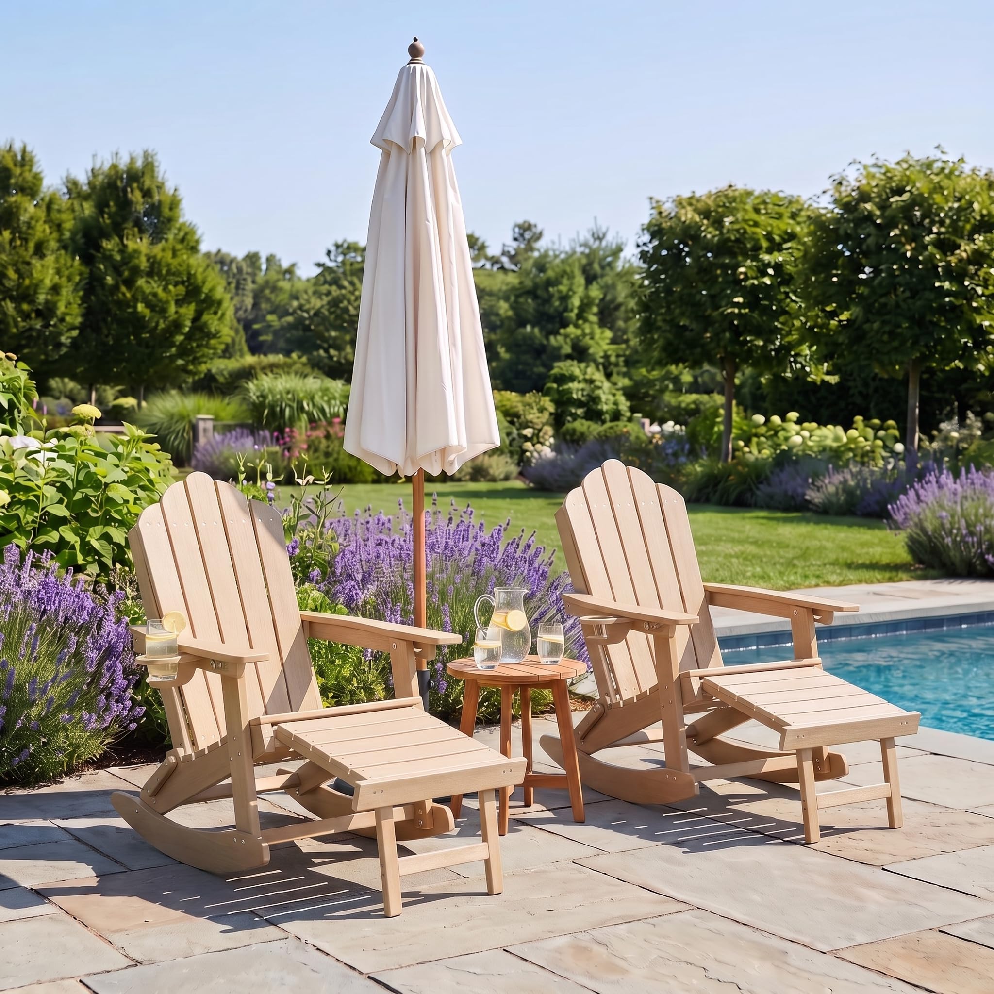 Decksplore 2 Pack Folding Adirondack Rocking Chair with Retractable ...