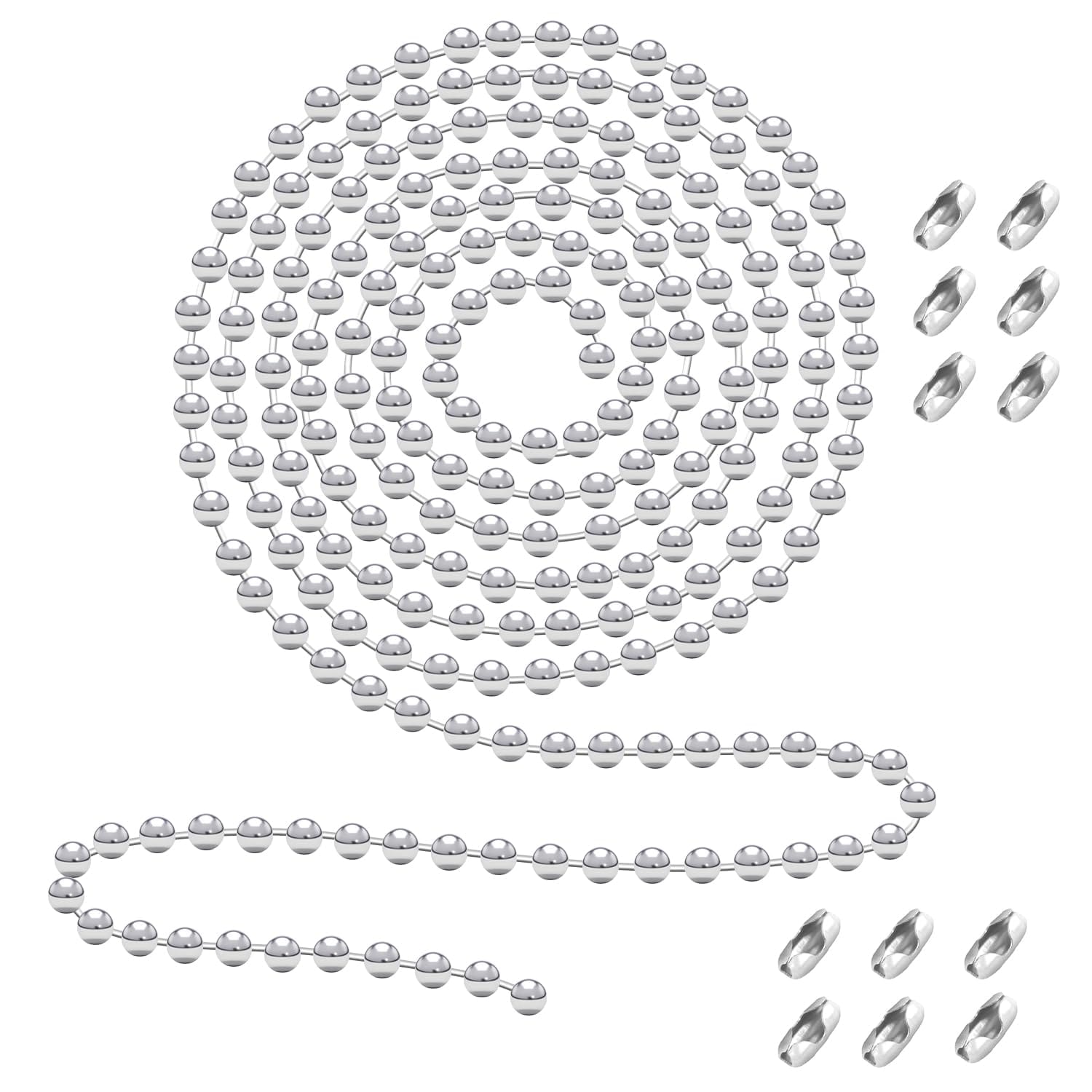 AOIZGMY  Ceiling Fan Pull Chain Extension 120 inch Stainless Steel 3mm Ball Chain with 12 Connectors Rust Proof Adjustable Length Bead Chain for