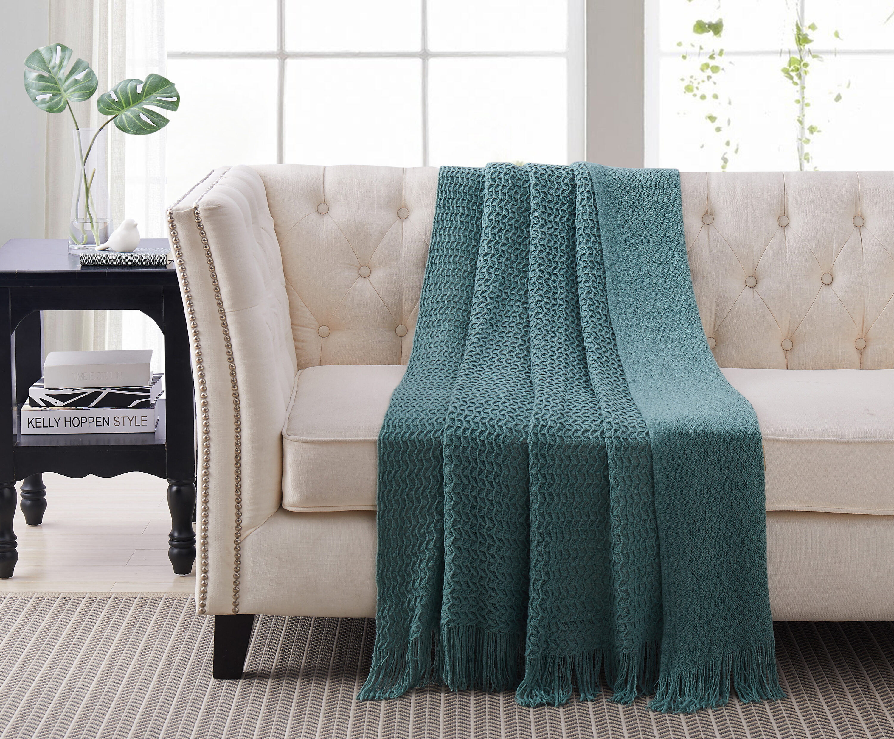 HARPER LOFT Blue 50-in x 60-in Polyester Throw
