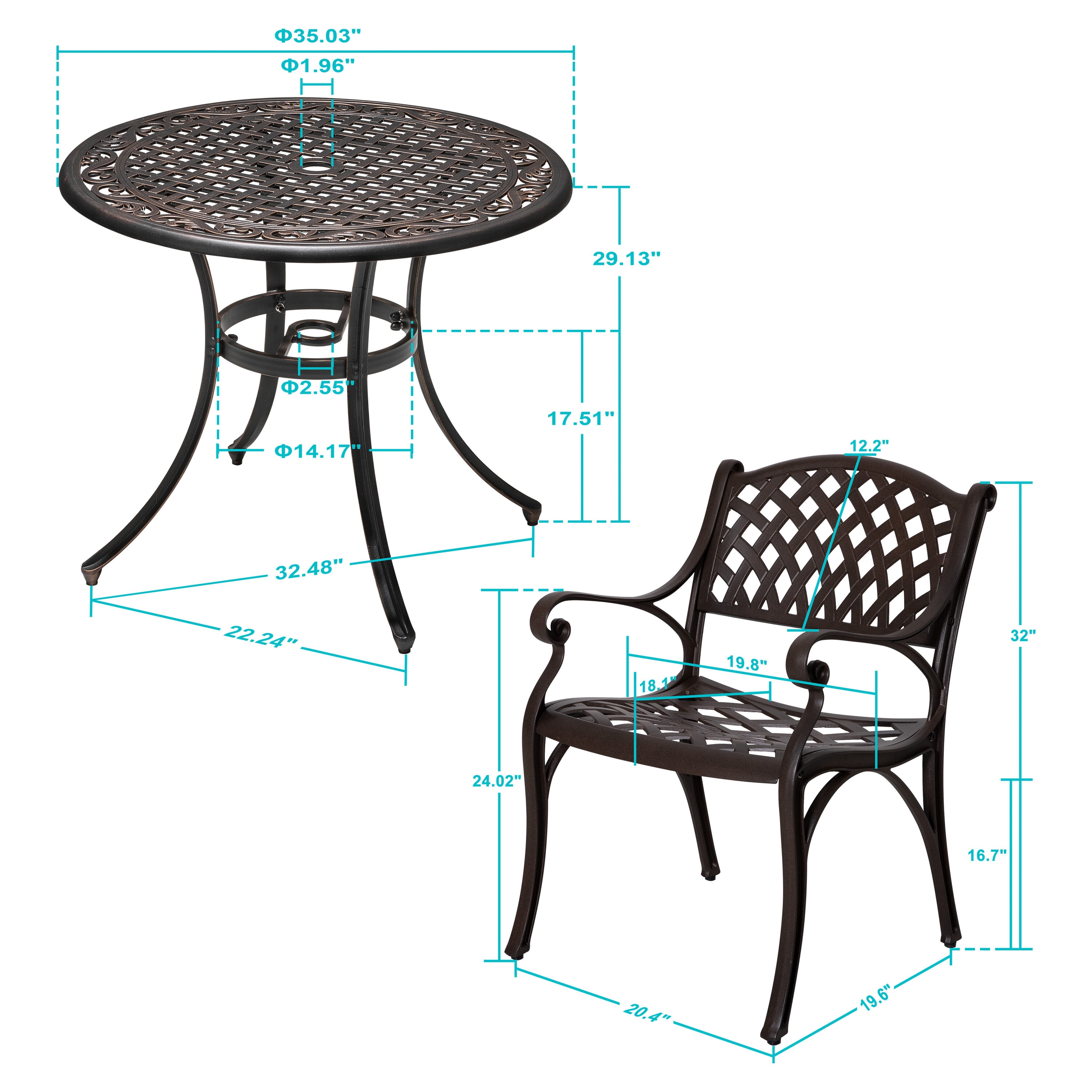 Nuu Garden 3-Piece Bronze Patio Dining Set in the Patio Dining Sets ...