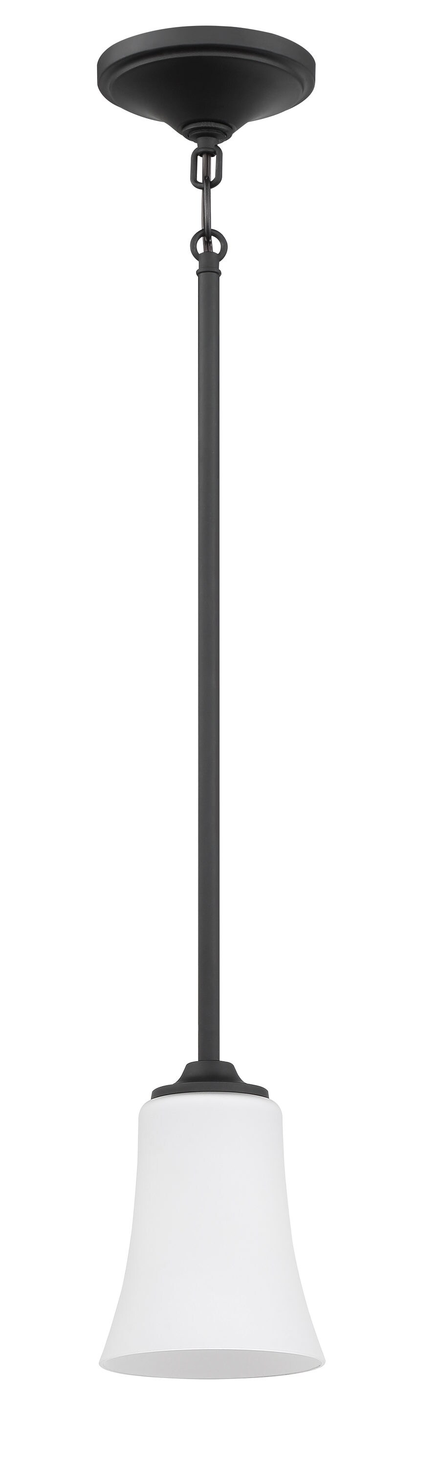 Craftmade 50491-FB-WG Gwyneth Flat black Traditional Frosted glass Bell Mini Hanging Pendant light