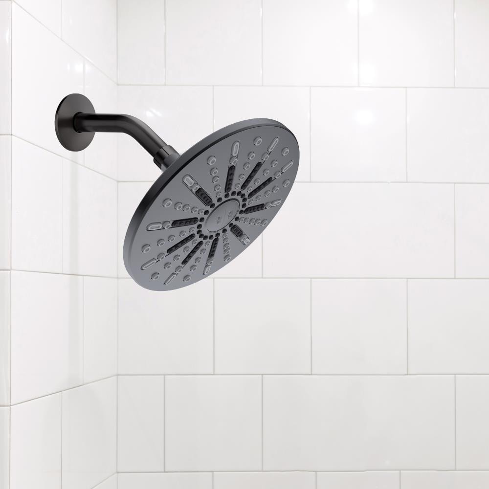 Matte Black 8-Inch Round Wall Mounted Rain Shower Head