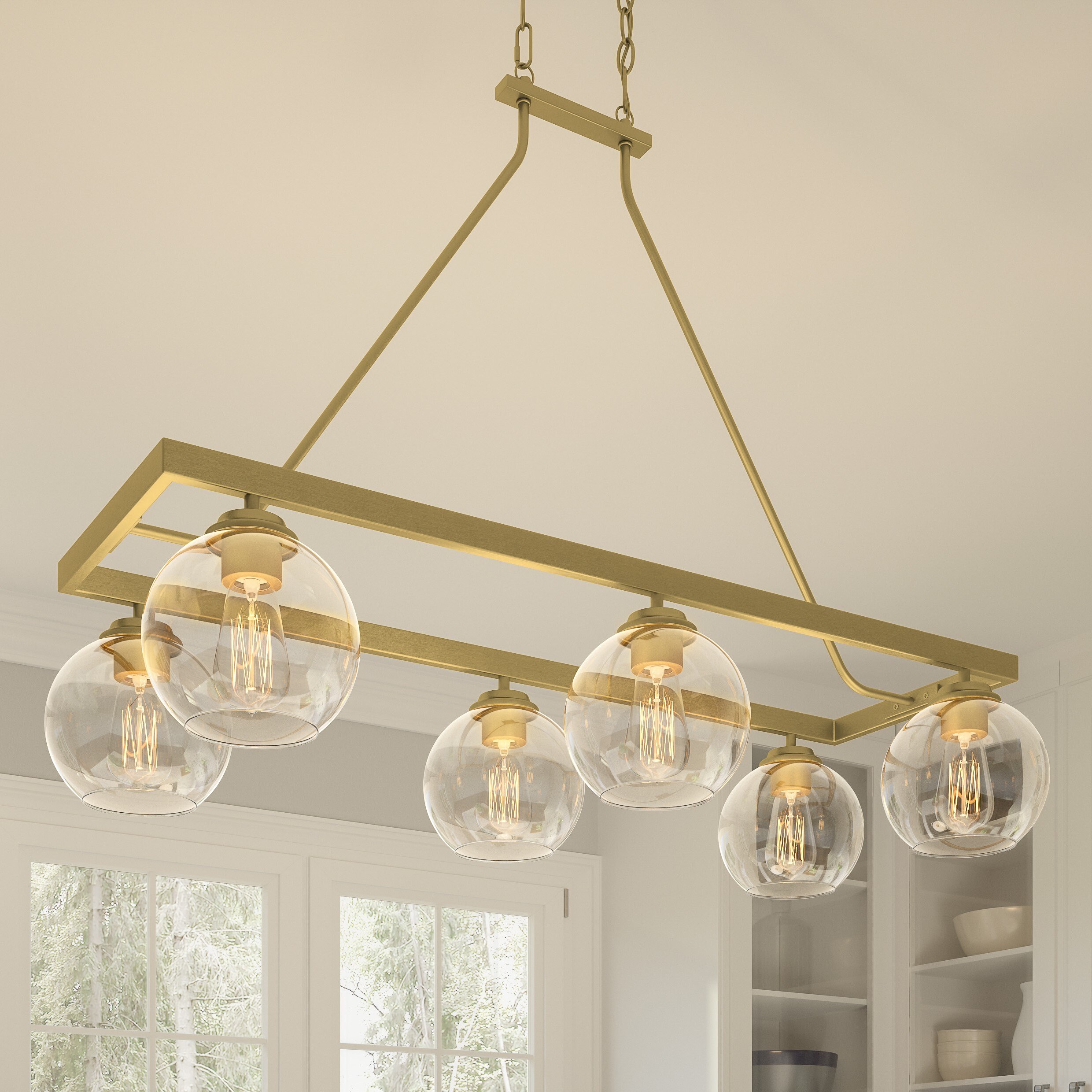 Quoizel Celadon 6-Light Aged Brass Transitional Damp Rated Chandelier ...