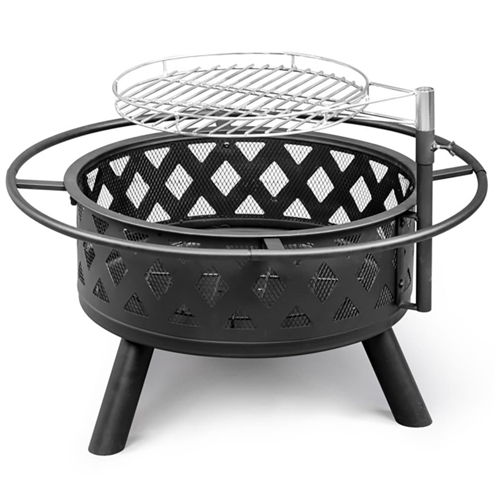 Fun Orange 30.3-in W Black Steel Wood-Burning Fire Pit in the Wood ...