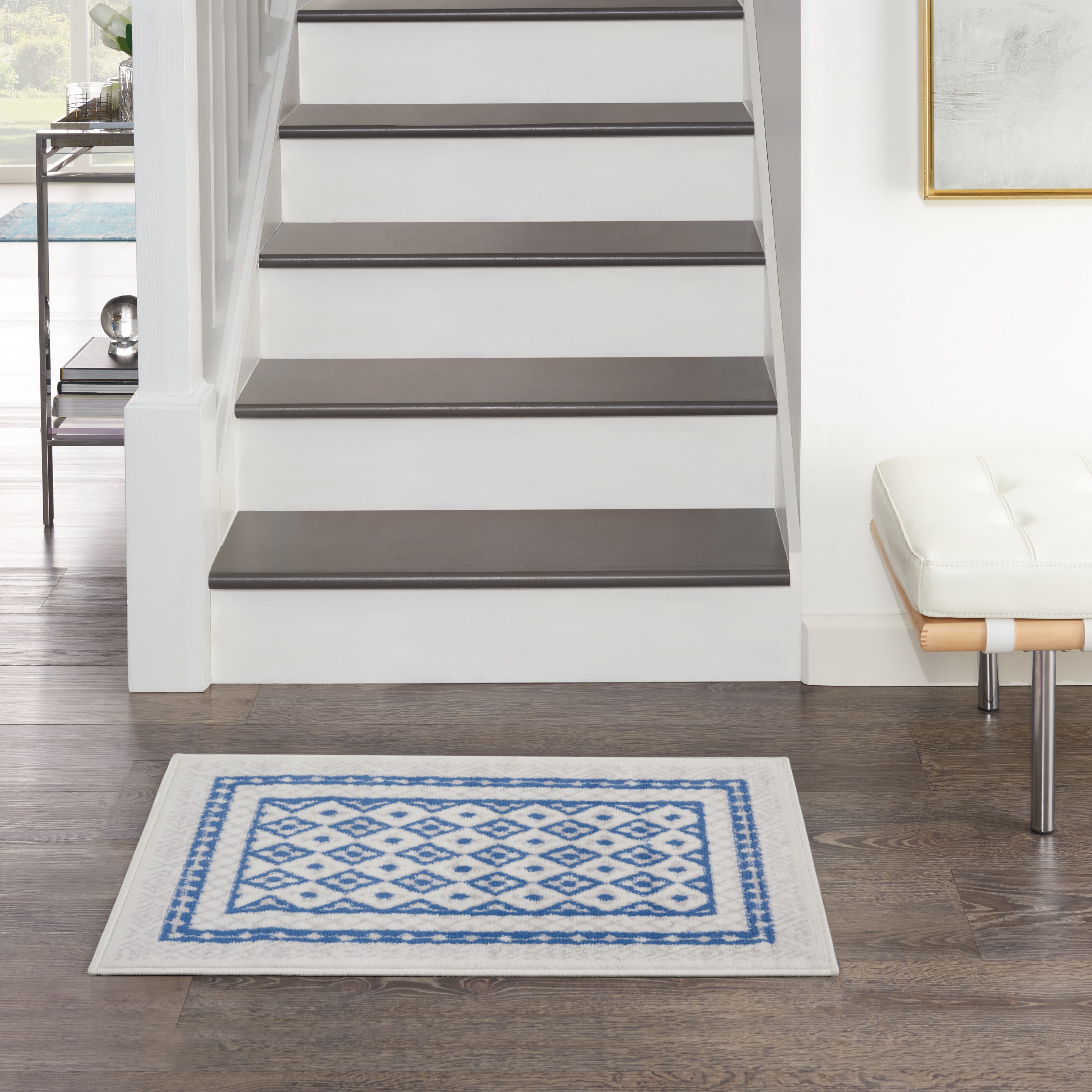 Nourison 99446834010 Whimsicle 2 x 3 (ft) Loomed Polypropylene Ivory Blue Rectangular Indoor Border Area rug