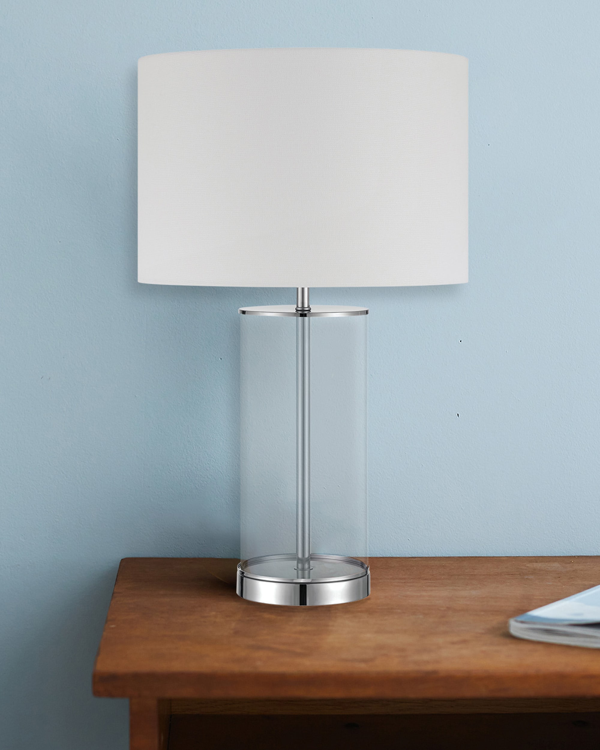 allen + roth 24-in Brushed Nickel LED Table Lamp with Fabric Shade in ...