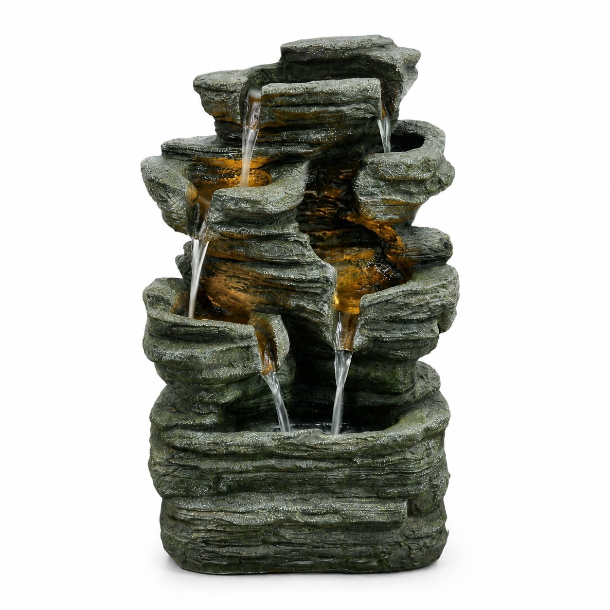 Hi-Line Gift - 24.4-in H Stone Electric Powered Rock Waterfall Outdoor Fountain Pump Included