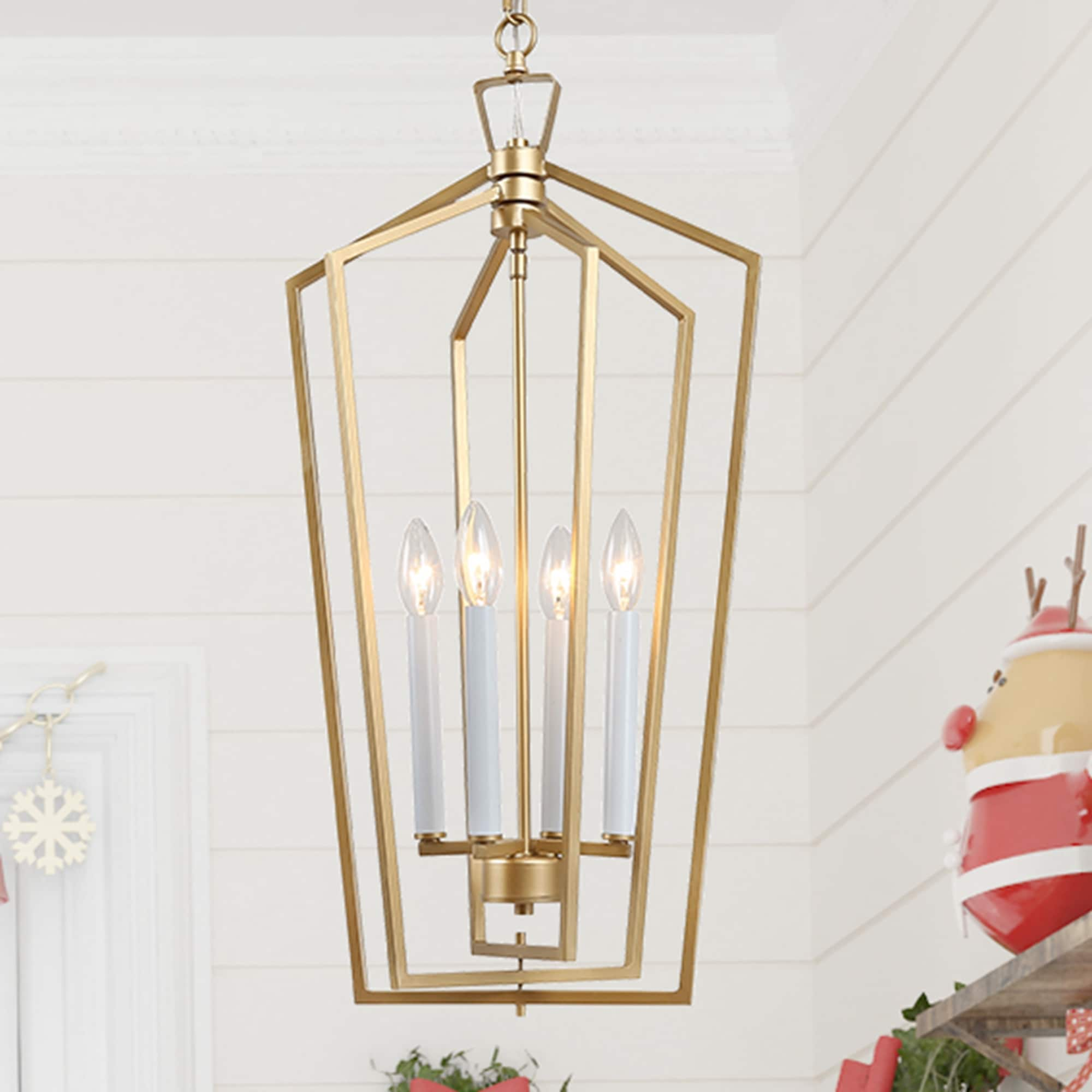 4-Light Matte Gold Modern/Contemporary Dry rated Chandelier | - Uolfin QJRIAI-LWS23596-D6