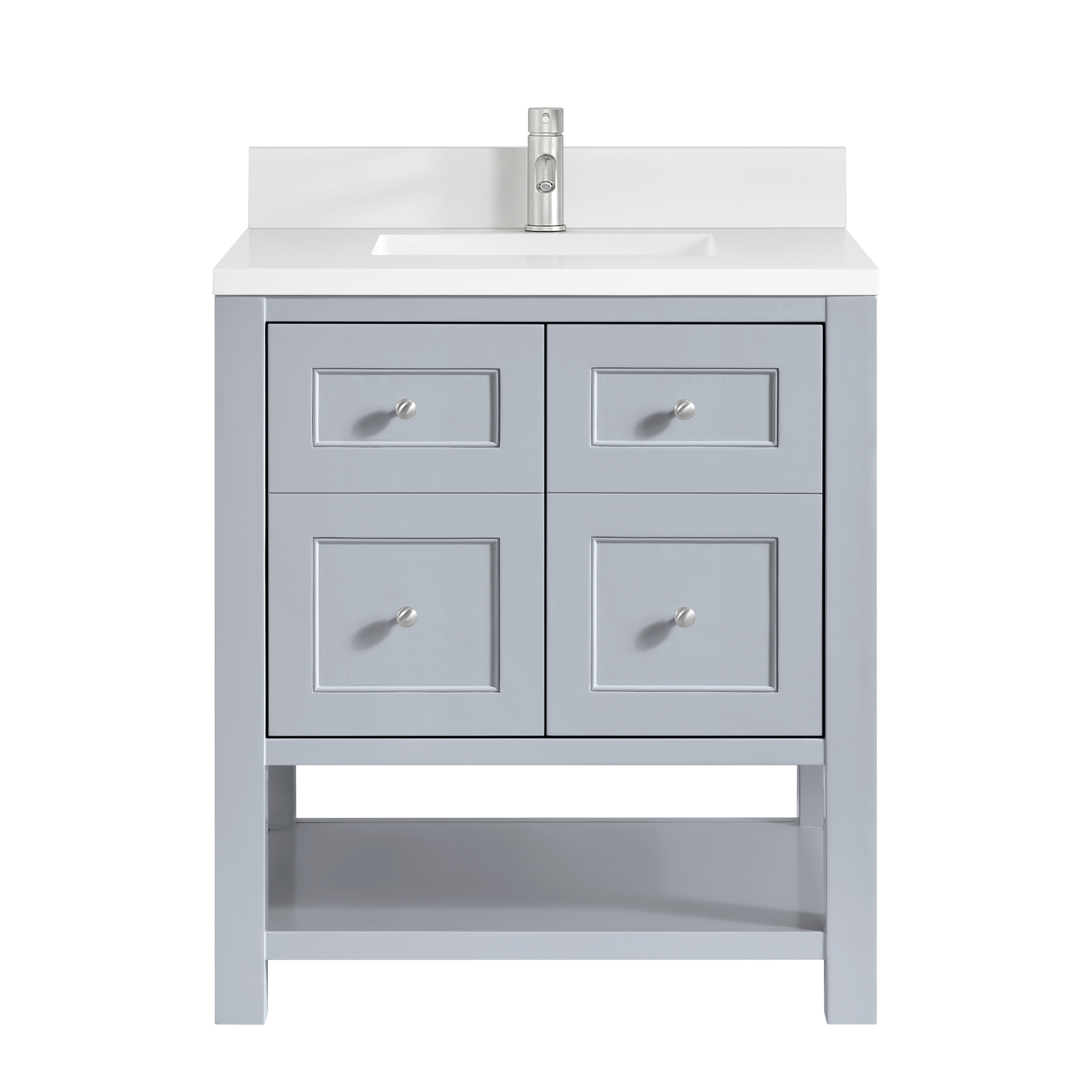 James Martin Vanities 330-V30-SRB-1WZ Breckenridge 30-in Serenity Blue Undermount Single Sink Bathroom Vanity with White Zeus Quartz Top