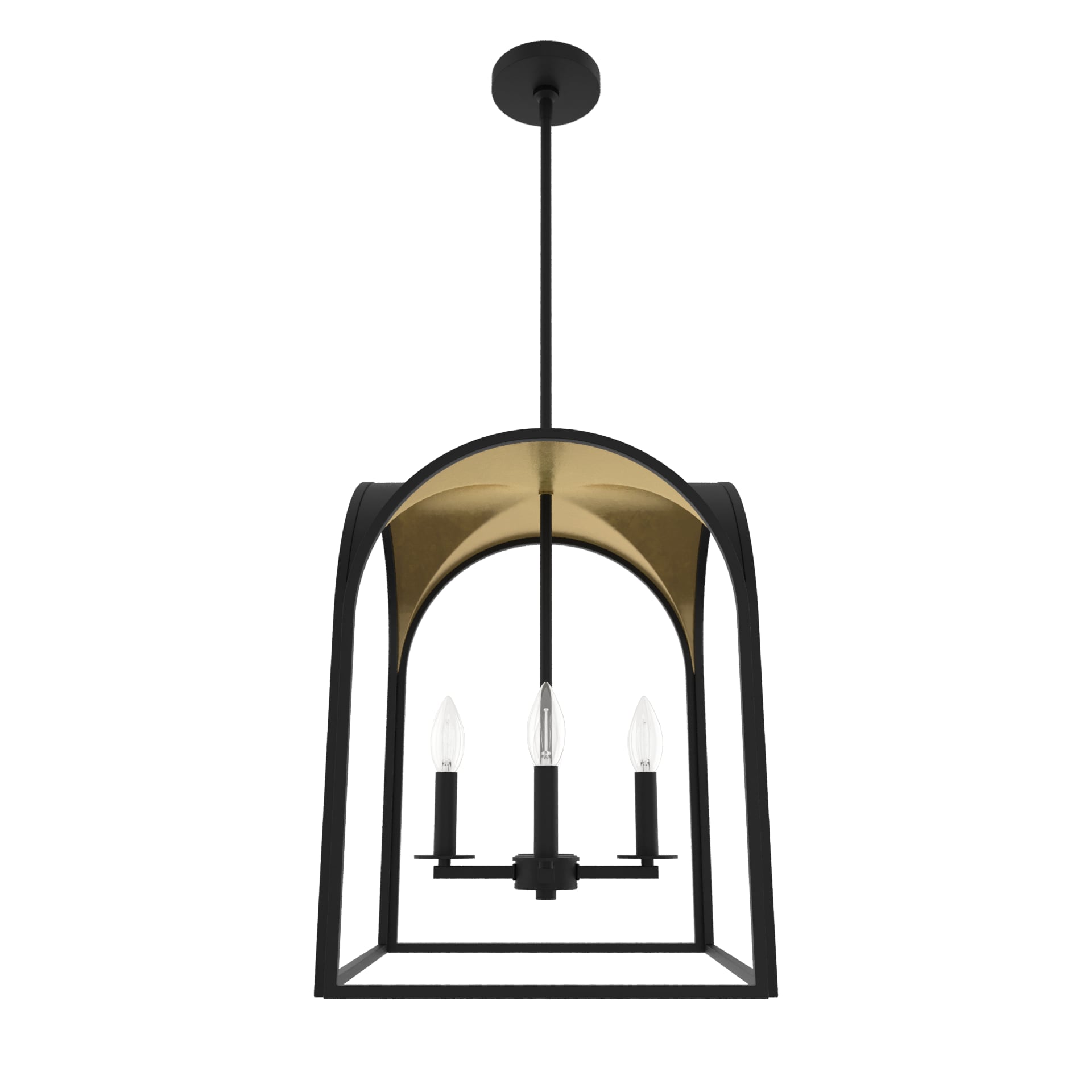 Hunter Dukestown 4-Light Natural Iron with Gold Leaf Transitional Lantern LED Medium Hanging Pendant Light