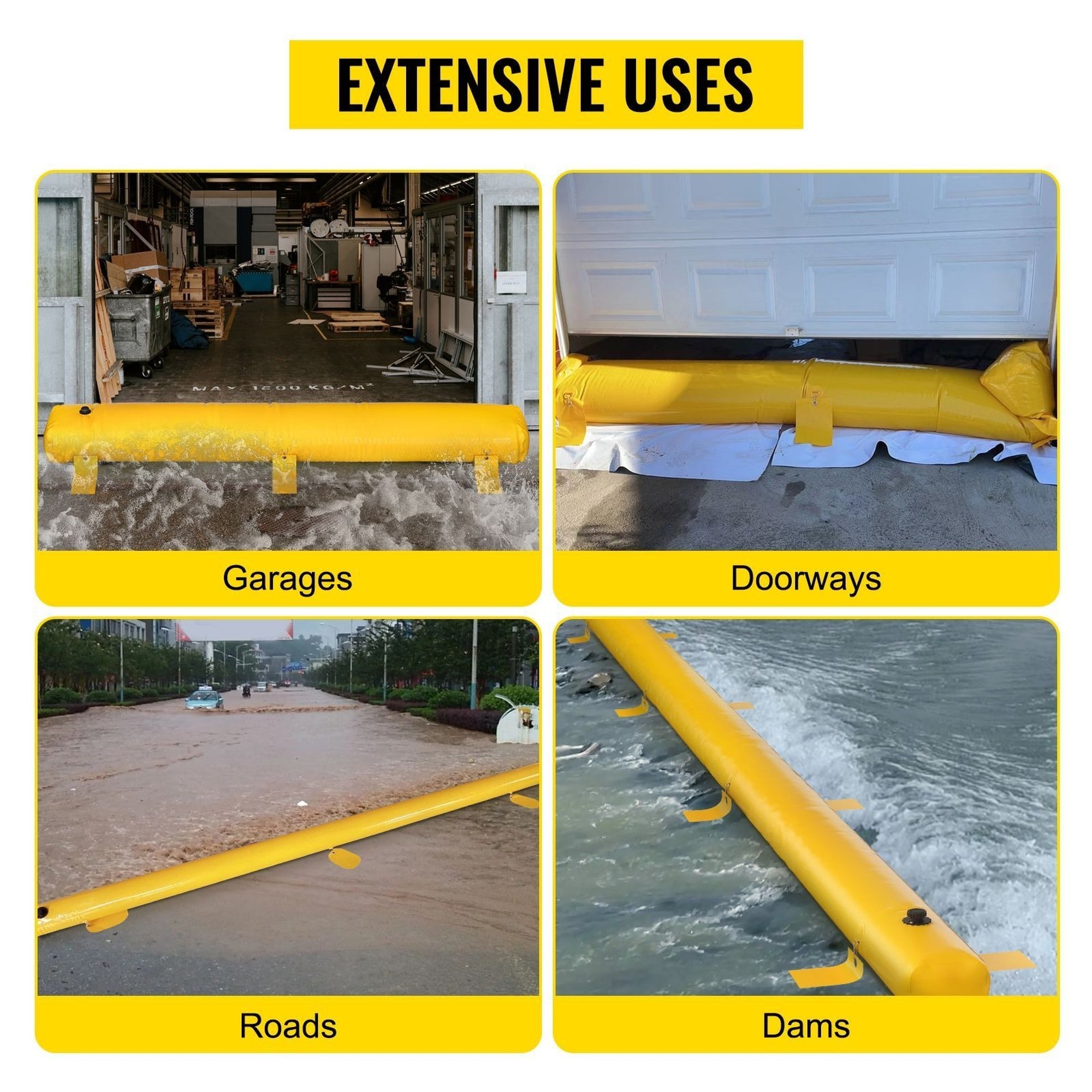 Angel Sar 24 FT x 12 Inch Yellow Reusable PVC Water Diversion Tube ...