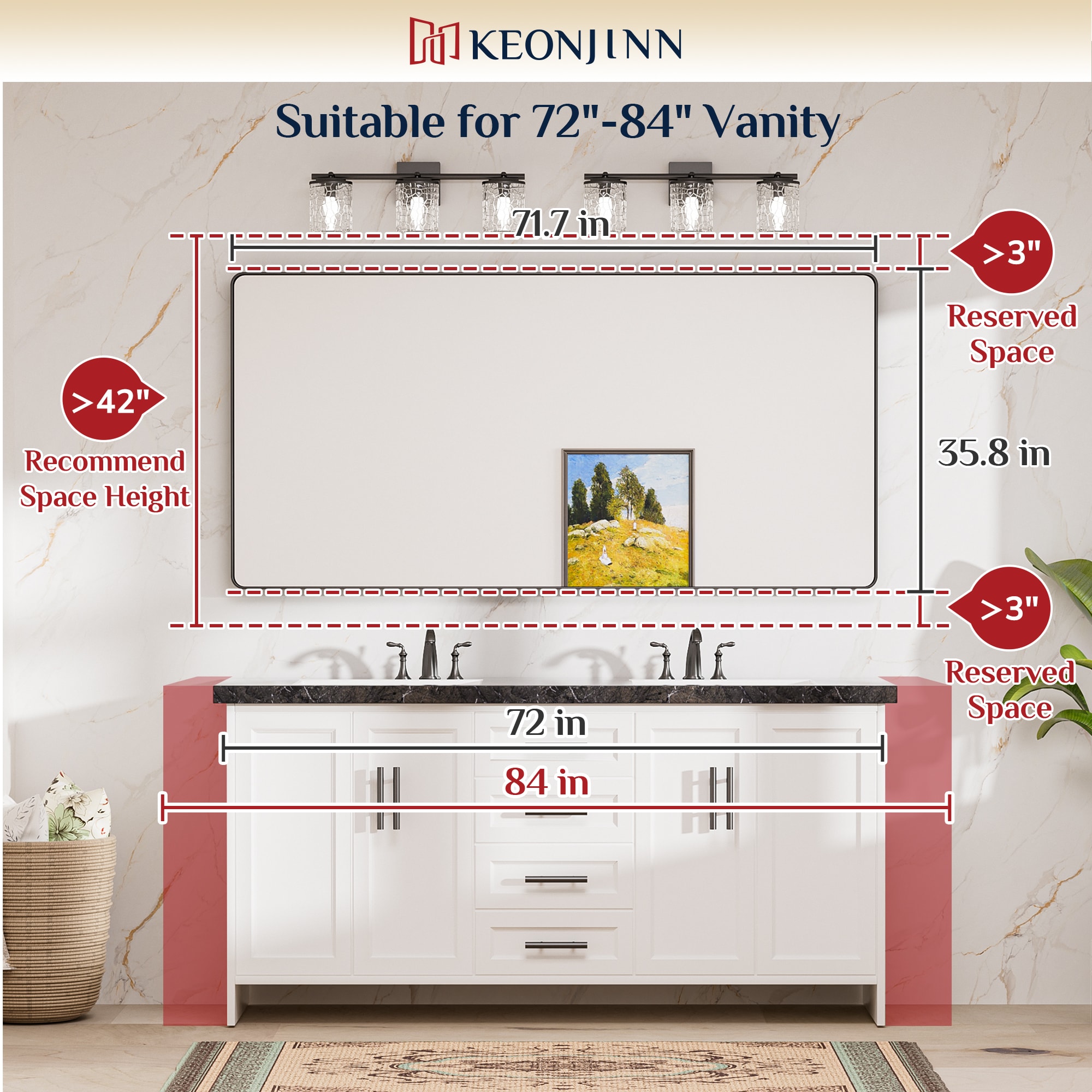 Keonjinn LW-JSKYJ2-18291BK Decor-Mirrors - View #3