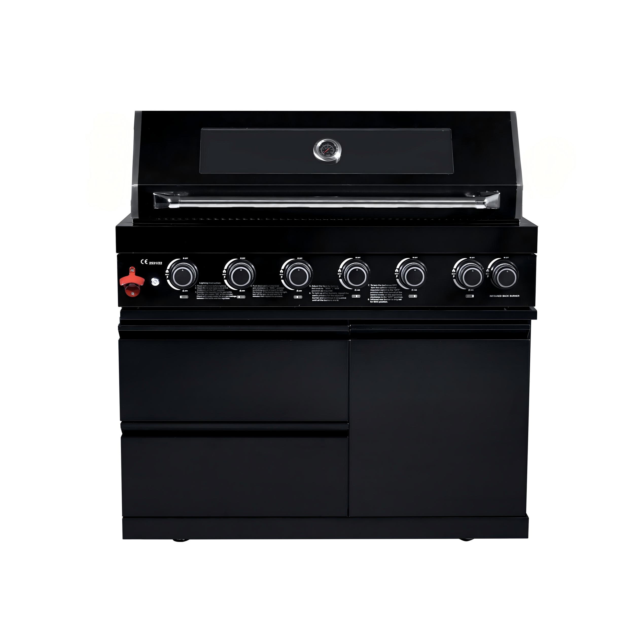 Mondawe - 43inch 6 Burner Natural Gas Island Grill with Rotisserie and Granite Countertops