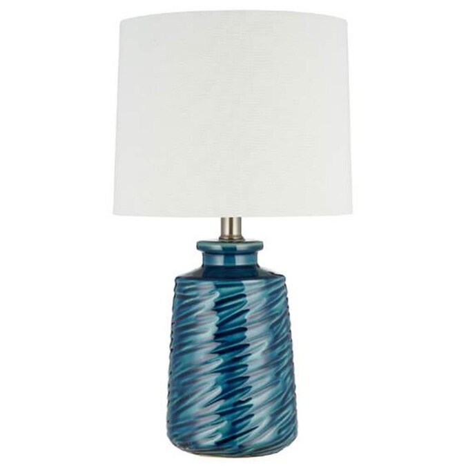 Glazed Blue Weave Table Lamp, Blue Table Lamp Shade