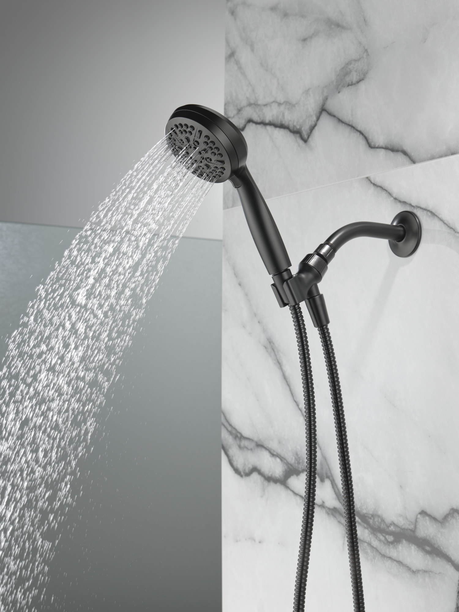 Matte Black Adjustable Handheld Multi-Head Shower System