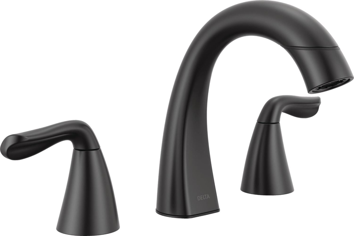 Delta 35840LF-BLPD Arvo Matte Black Widespread 2-handle WaterSense Mid-arc Residential Handle Pull-down Bathroom Sink Faucet with Drain