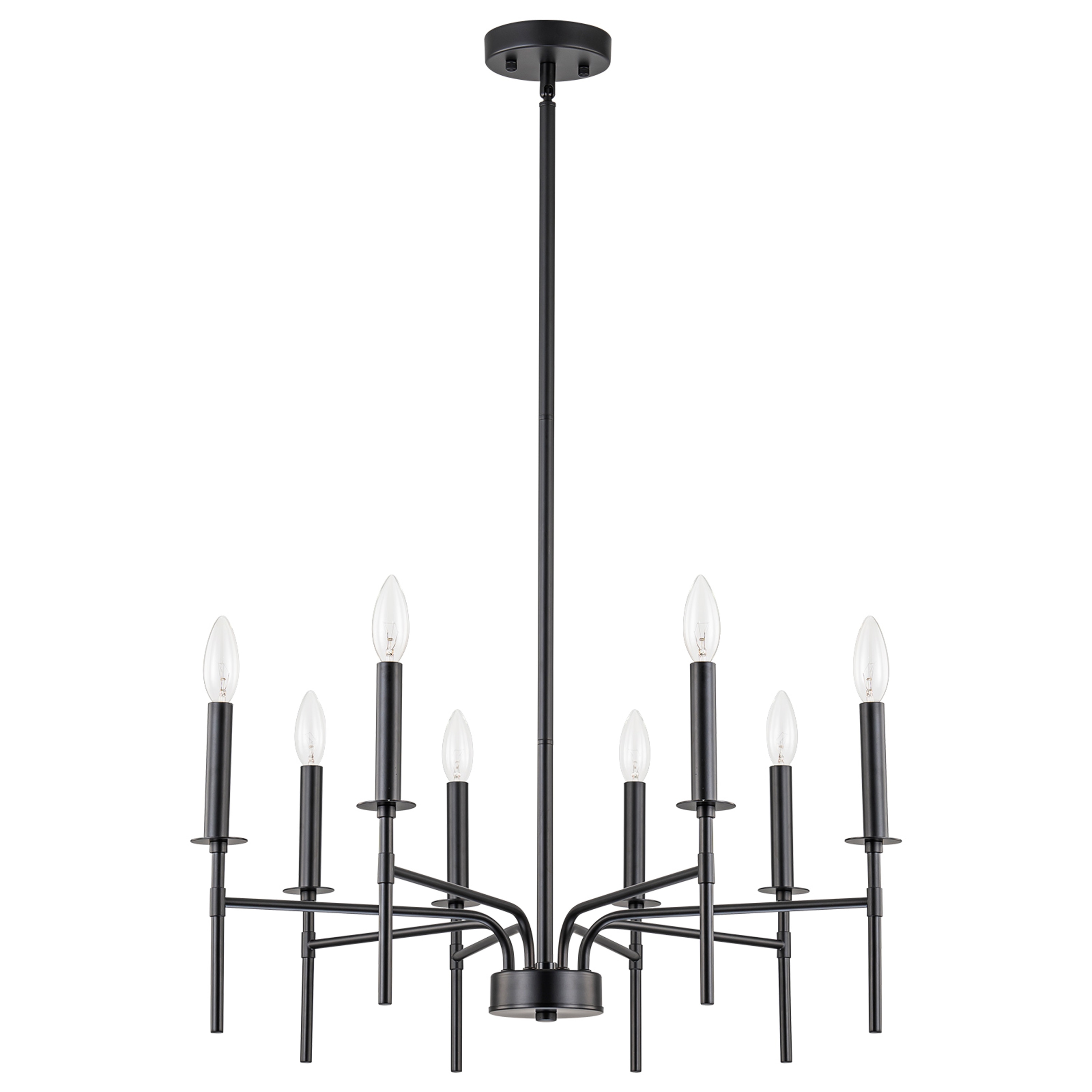 GoYeel ZP087BL08 Candle 8 -Light Matte Black Traditional For Use in Bedrooms, Dining Rooms, Foyers, Kitchens, Living Rooms Chandelier