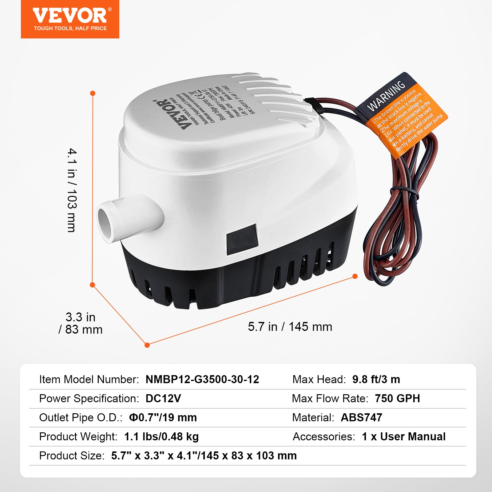 VEVOR CDB750GPH0001RKX6V9 pumps - View #10
