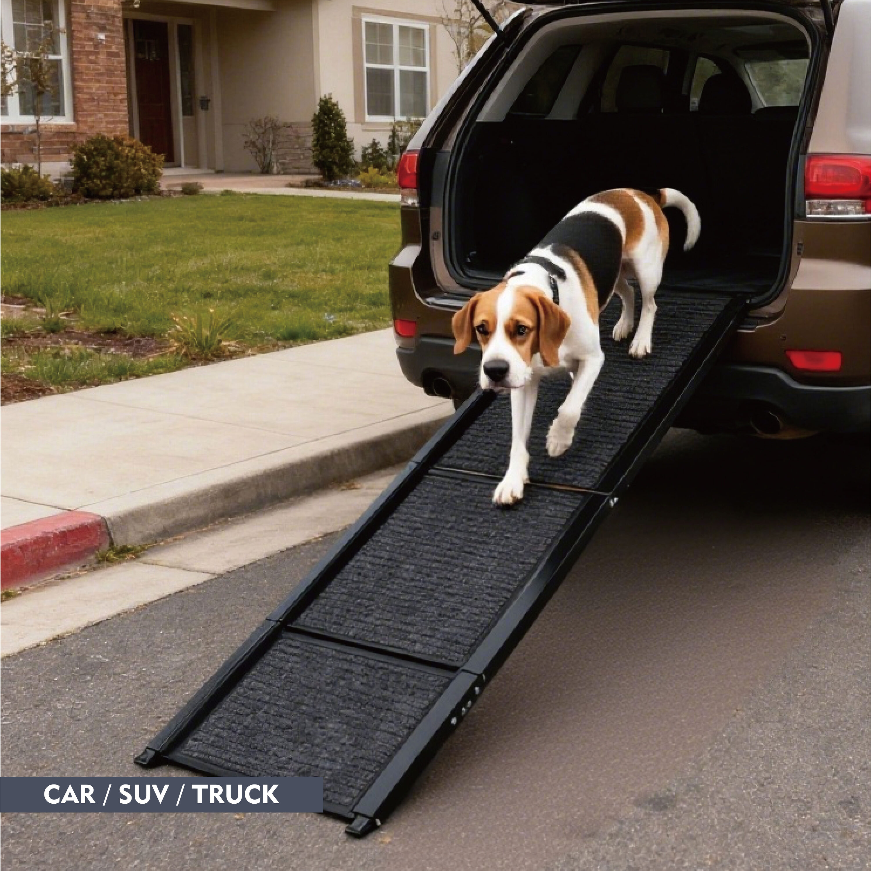 EFCUT Extra Wide Dog Ramp for Car Foldable Aluminum Pet Ramp with Non ...