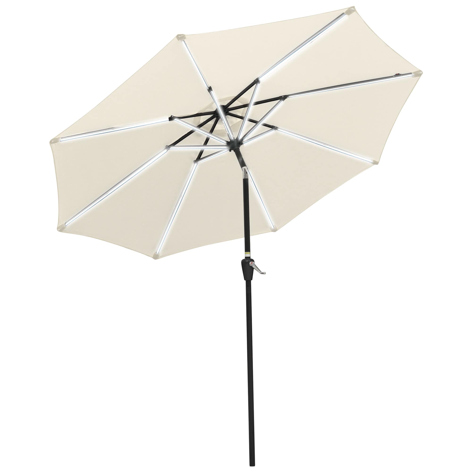 Yescom 07UMB031-9AL-WHIT-LO 9ft Solar Power LED Patio Umbrella Outdoor Parasol Pool Sunshade Tilt with Crank