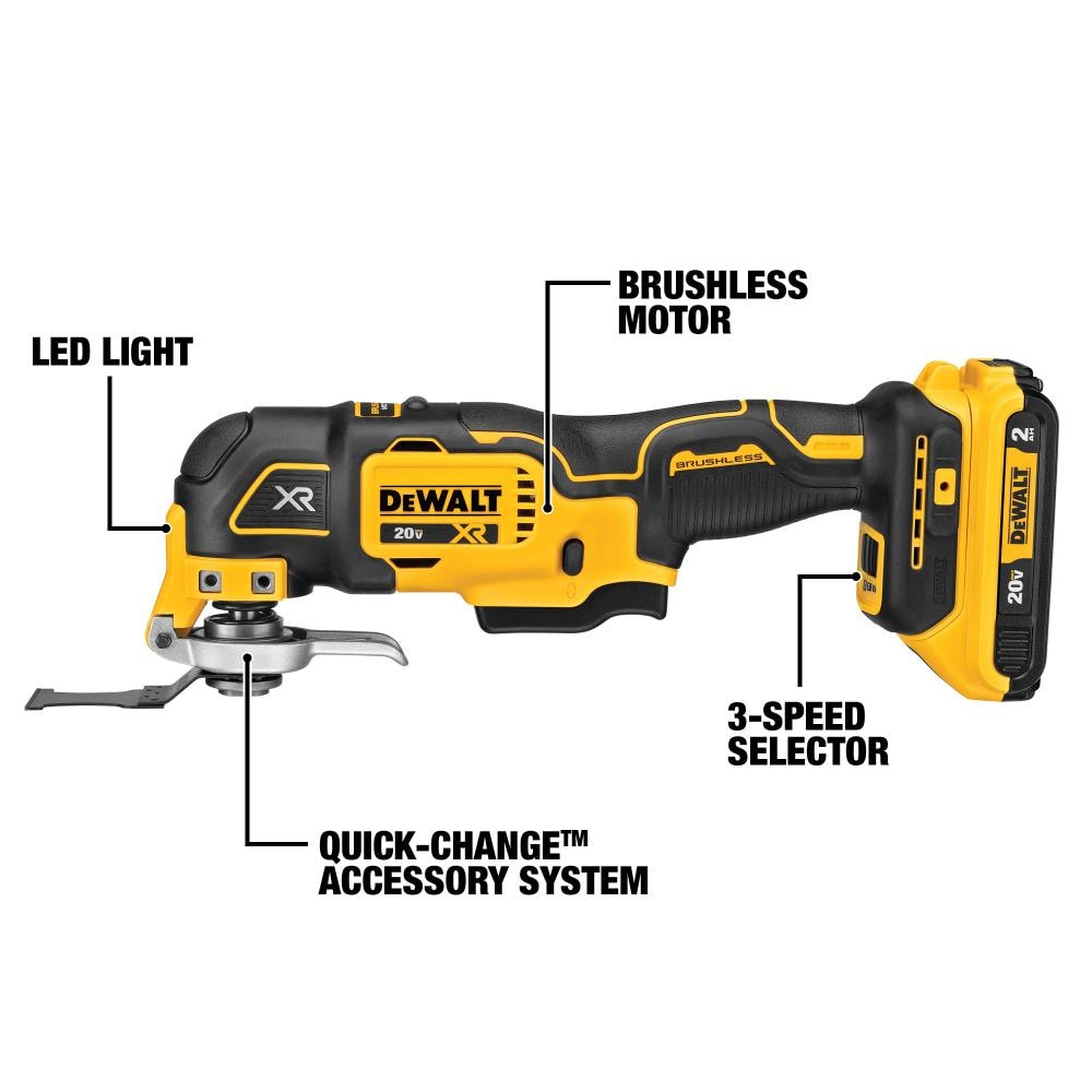 Natura heerser evenwichtig DEWALT XR 2-Piece Cordless Brushless 20-volt Max Variable Speed Oscillating  Multi-Tool Kit with Soft Case (1-Battery Included) in the Oscillating Tool  Kits department at Lowes.com