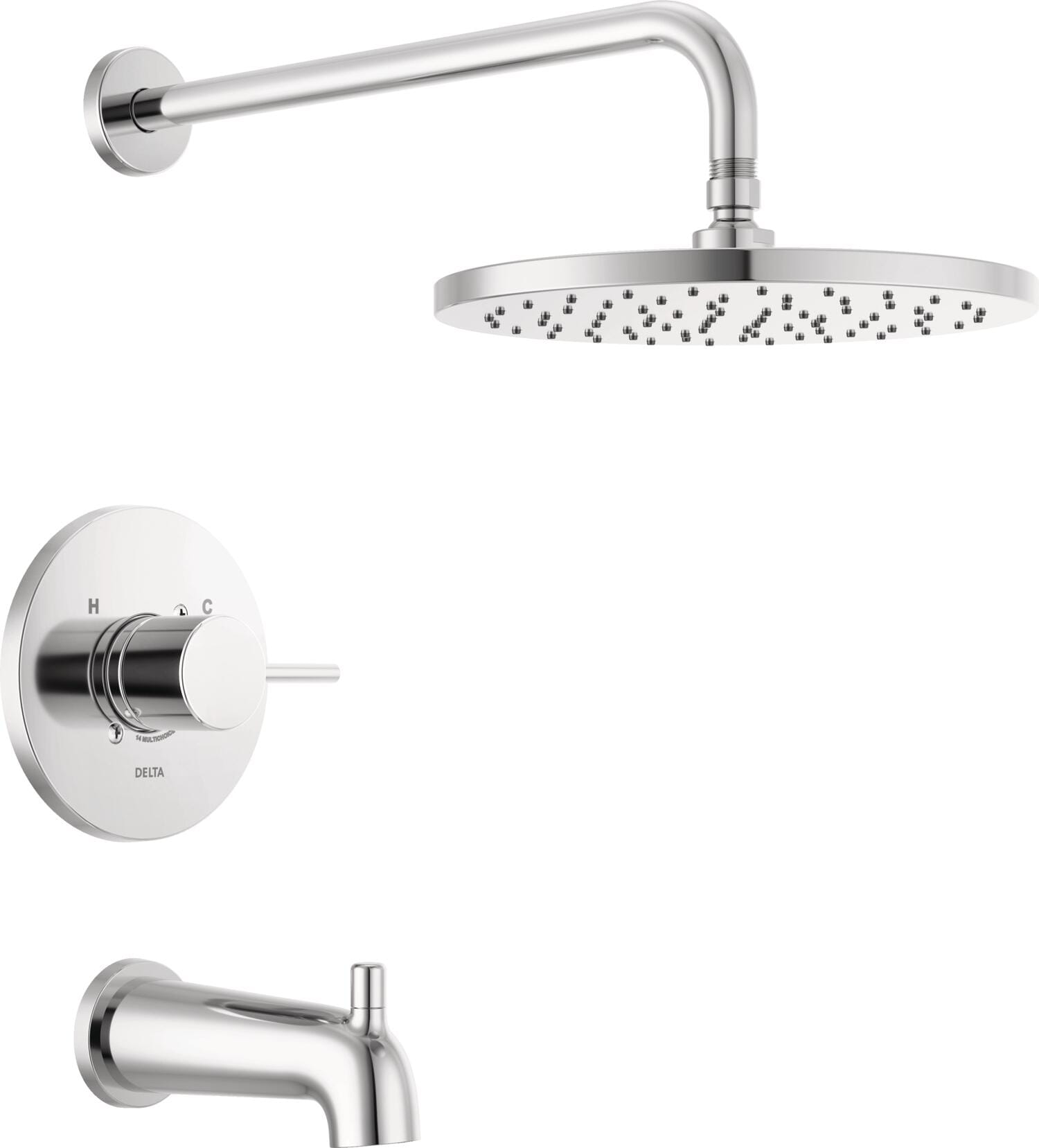 Delta T14469-PP Modern Chrome 1-handle Single function 10-Inches Round Bathtub and shower Faucet