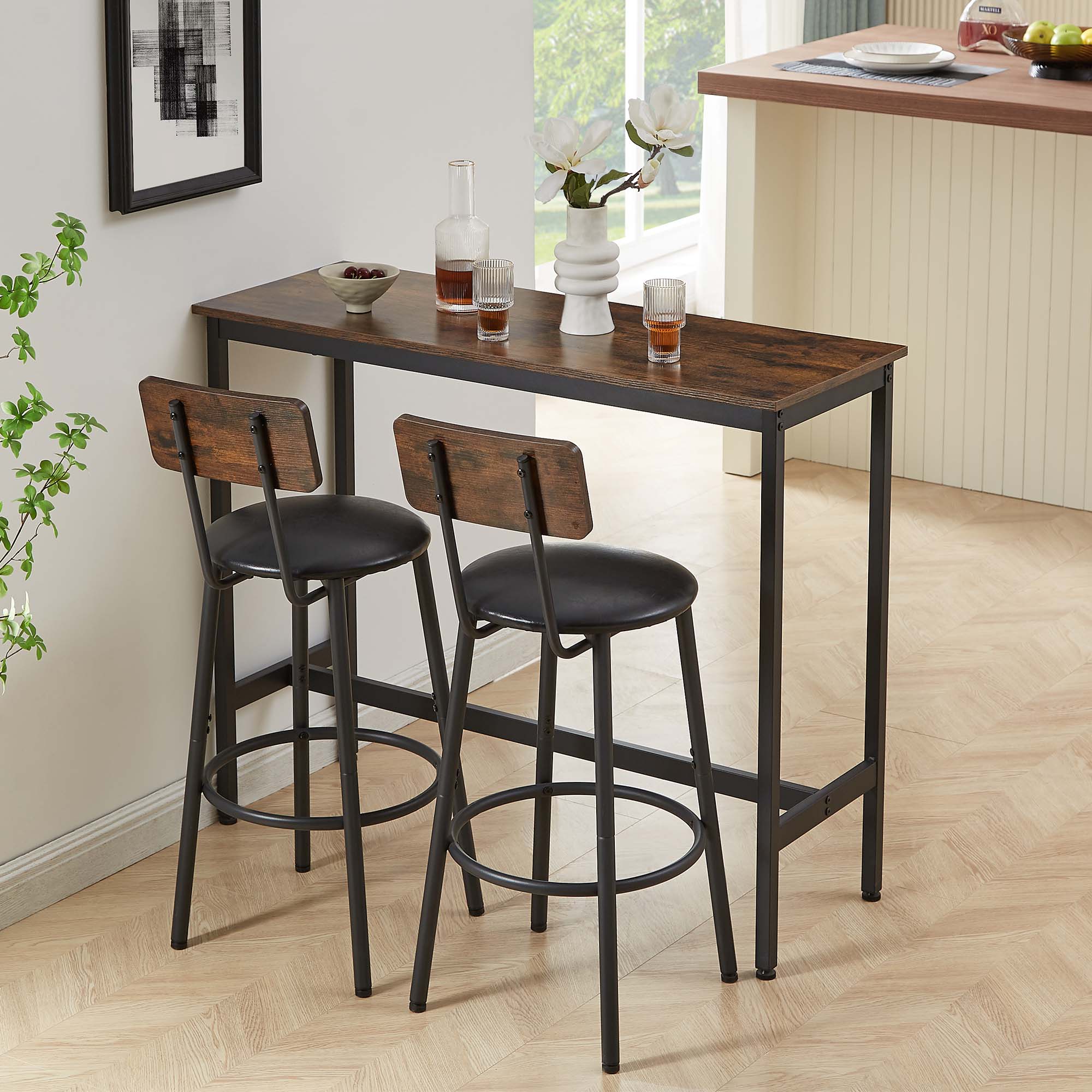 Fun Orange FUN25DS05 PU upholstery Brown Contemporary/Modern Dining Room Set with Rectangular Table ( Seats 2 )