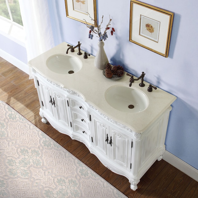Double Sink Bathroom Vanity, 58 Inch Vanity Cabinet Only