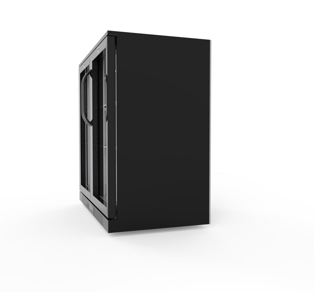 Black Glass Two-Door LED-Lit Back Bar Refrigerator