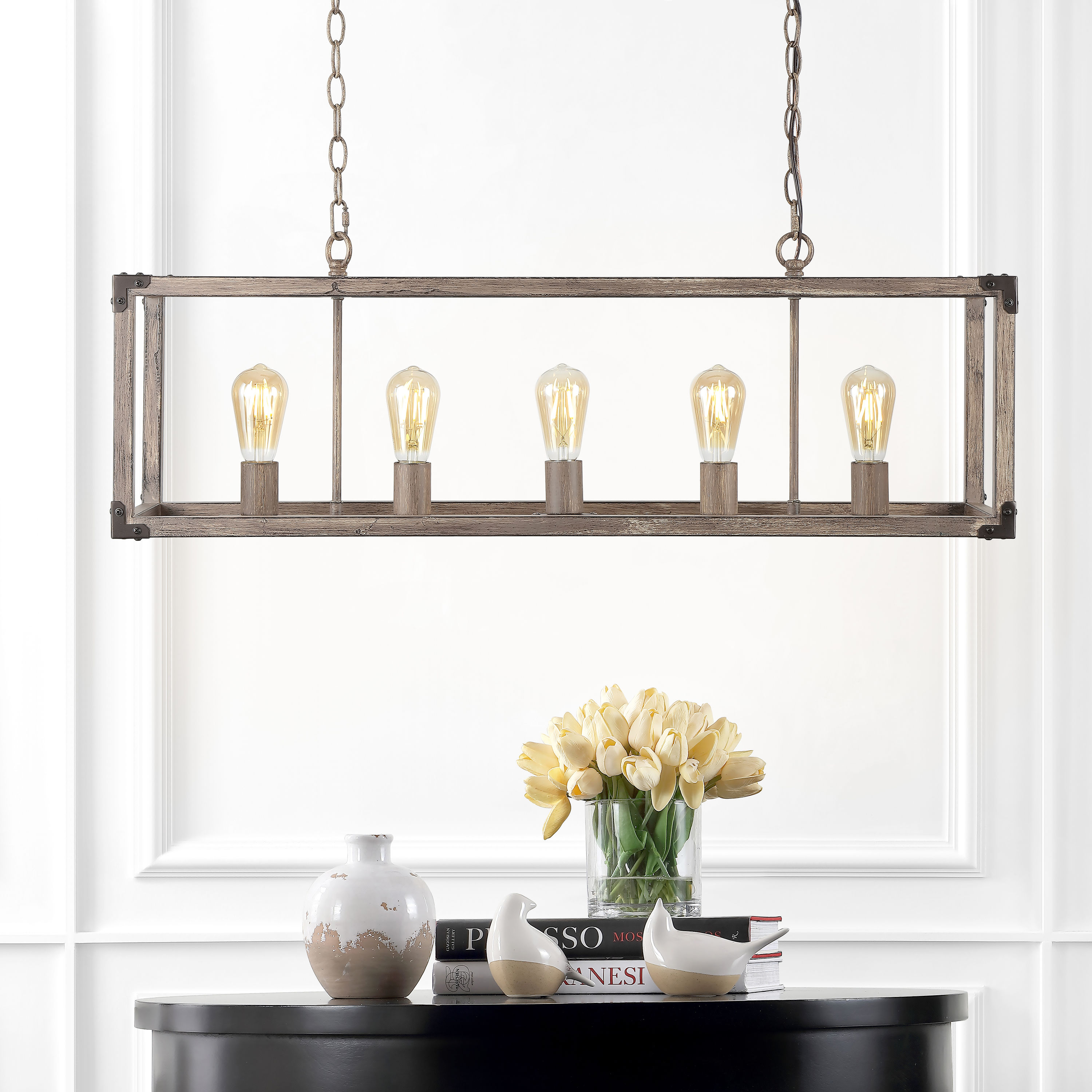 Magnolia Rustic 36" 5-Light Farmhouse LED Pendant in Oil-Rubbed Bronze