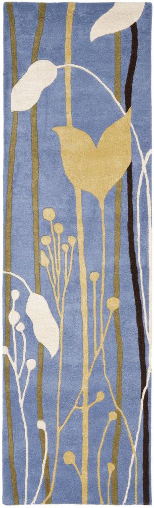 Safavieh SOH746C-28 Soho Ubax 2 x 8 (ft) Tufted Wool Blue/Multi Rectangular Indoor Floral/Botanical Farmhouse/Cottage Runner rug