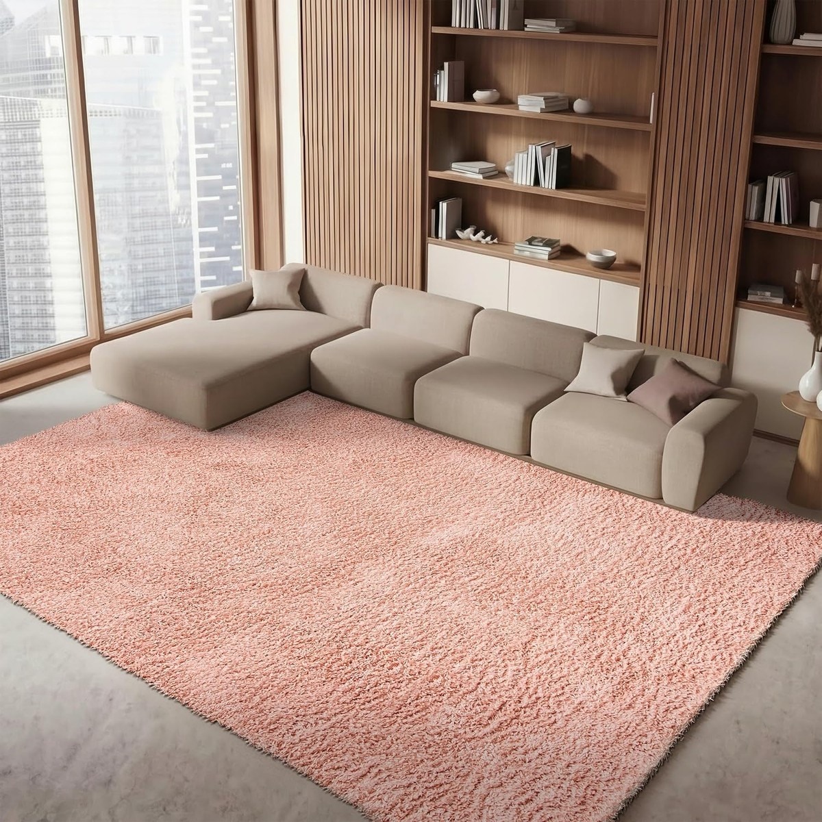 Rifunaw 8x10 Area Rug Rectangular Solid Rose Plush High Pile Non ...