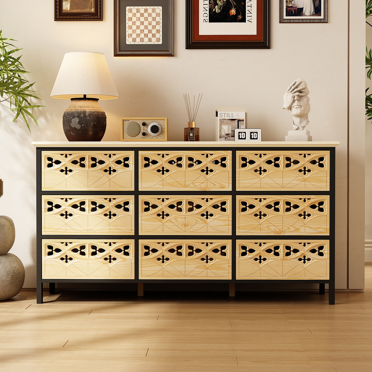 FUFU&GAGA - Dresser Brown 9 -Drawer 59.1-in W Standard dresser