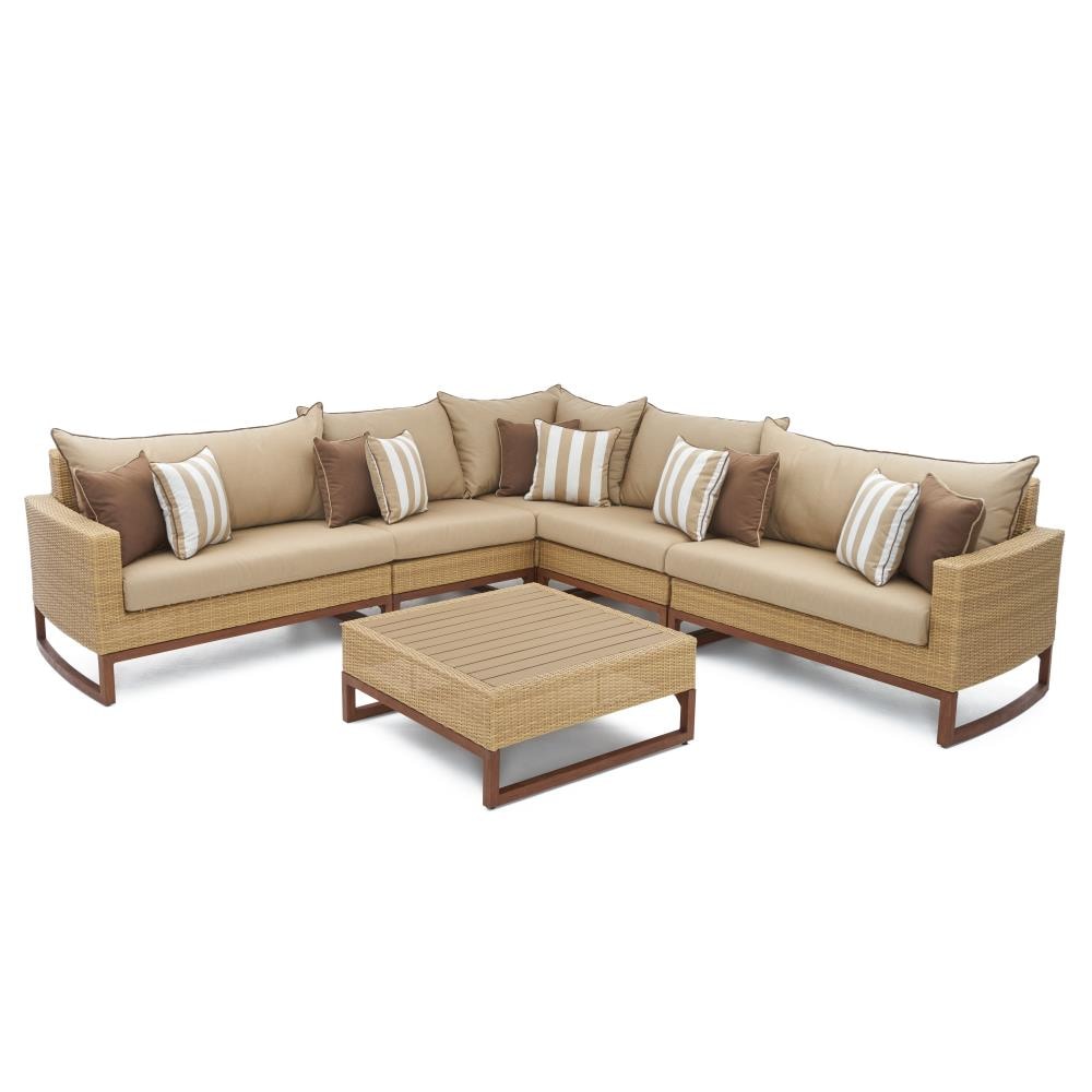 RST Brands OP-PESS6-MIL-MXM-K Mili 6 -Piece Wicker 2 Patio Sofa Conversation Set with Off-white Sunbrella Cushions
