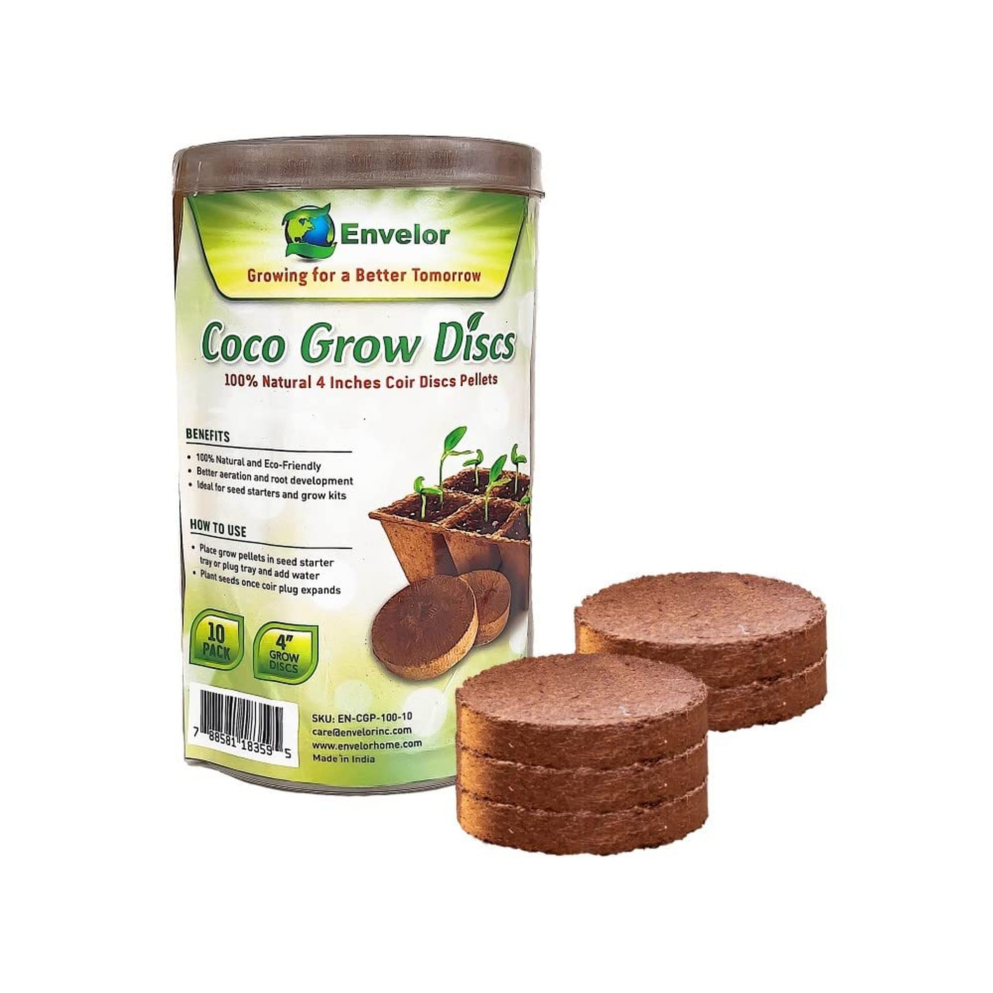 Envelor Organic Coco Coir Grow Pots - 6 In. Diameter, 5 Pack - Seed  Starters for Indoor/Outdoor Use - Biodegradable Seed Starter Cups - High  Moisture