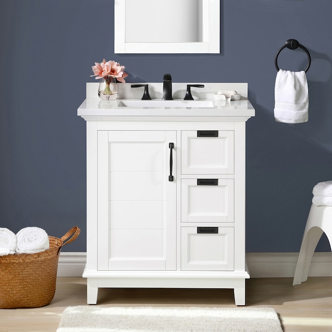 Allen Roth Clarita 30 In White, 30 Inch Bathroom Vanity White With Drawers