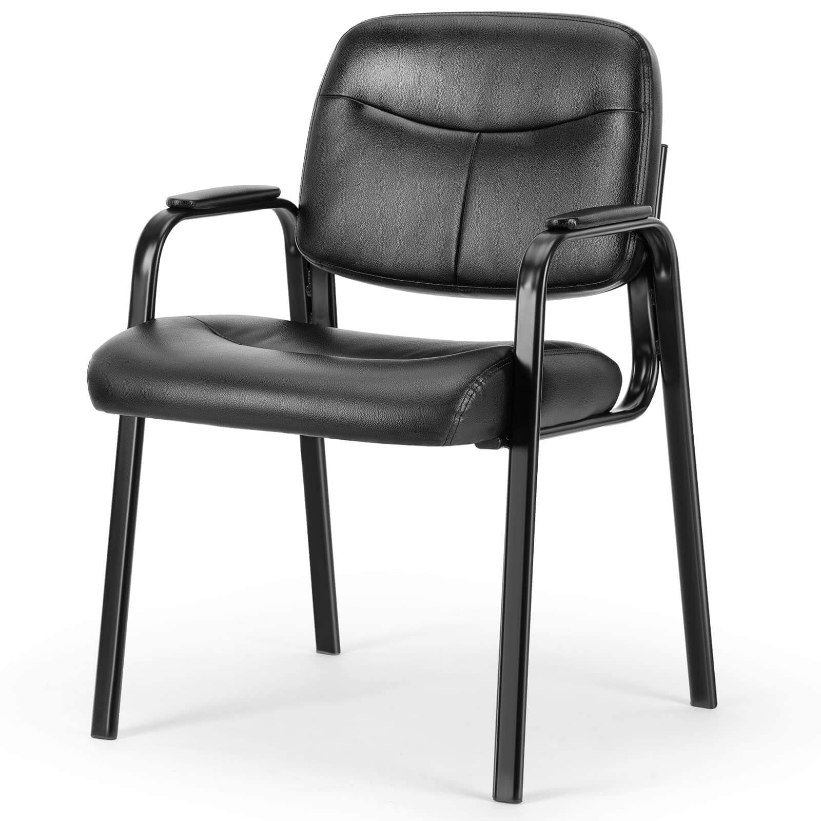 Flynama L-37082 Set of Black Contemporary Ergonomic Faux leather Reception Chair