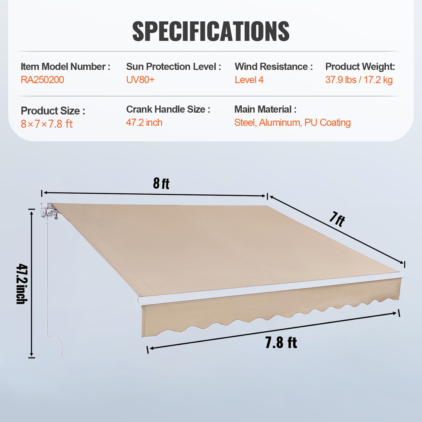 VEVOR SCSSSZYPKQSQ02072V0 awnings - View #7
