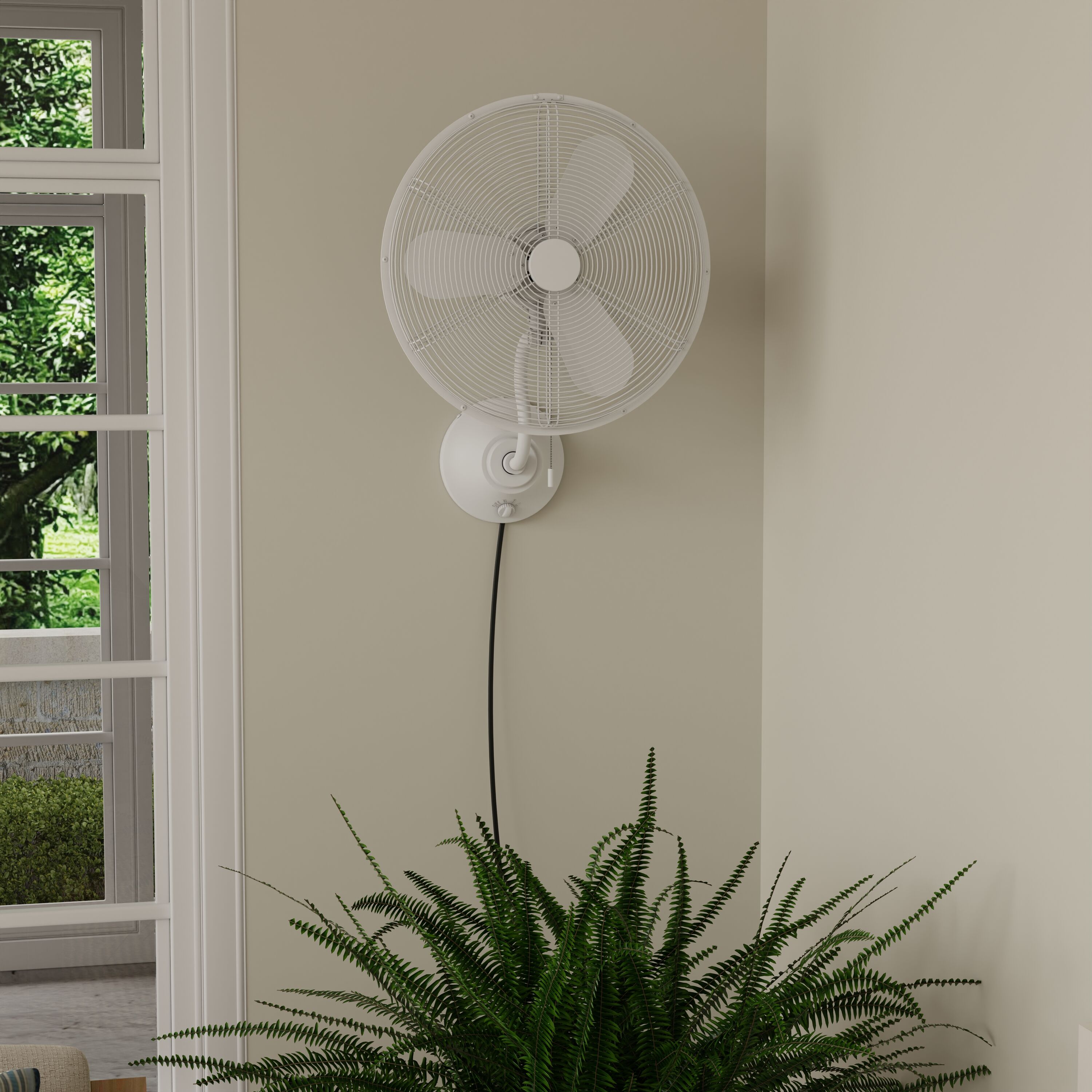 Harbor Breeze JP18MWW3 Marina Cove 18-in Oscillation Indoor or Outdoor White Wall Mounted Fan