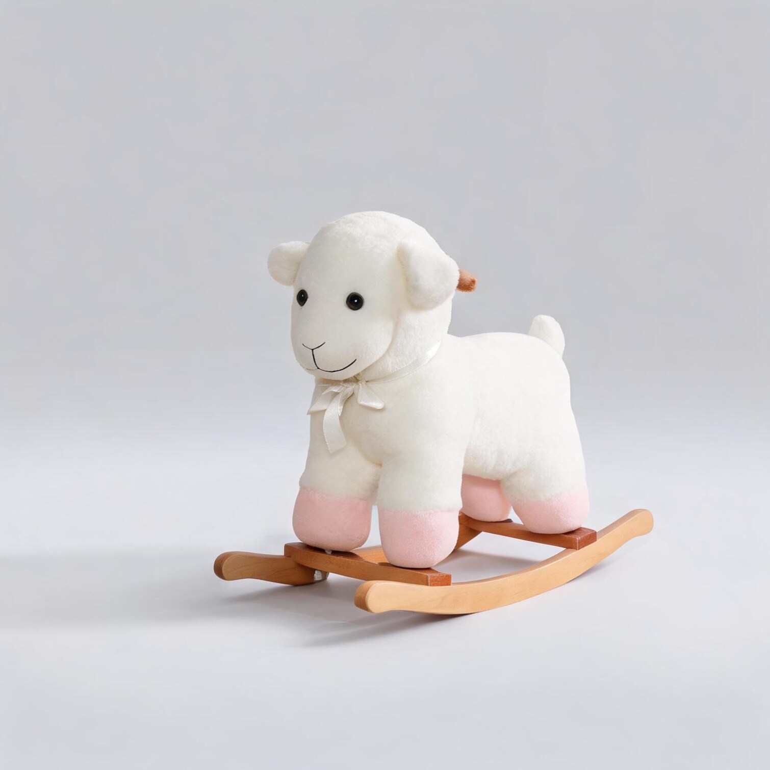 Watnature Plush cotton kids rocking lamb chair white wood base 66 lbs ...