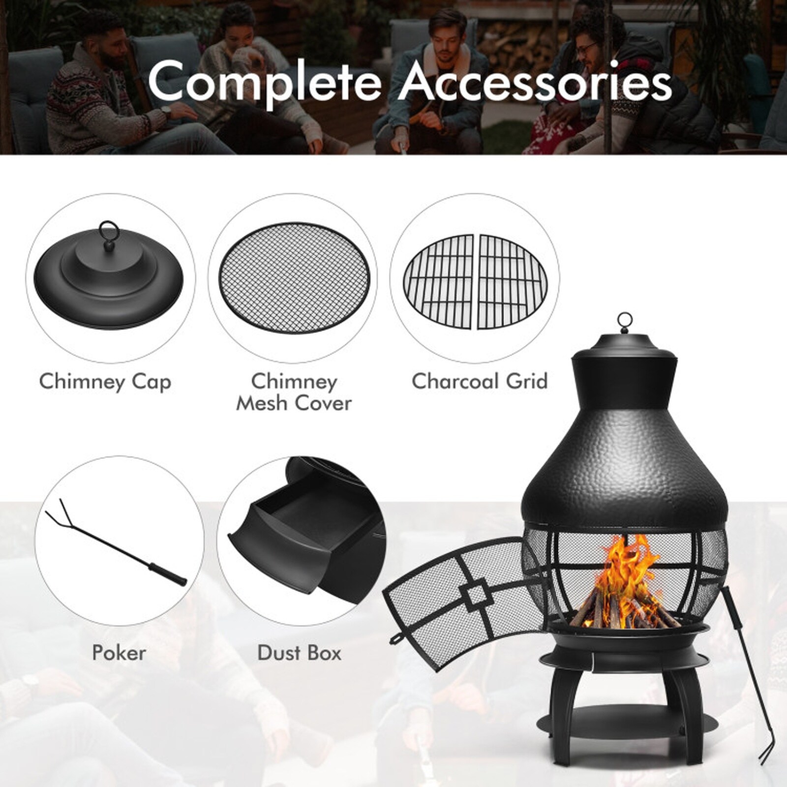 SUGIFT LW108SUGHY360 Outdoor-Woodburning-Chimineas - View #6